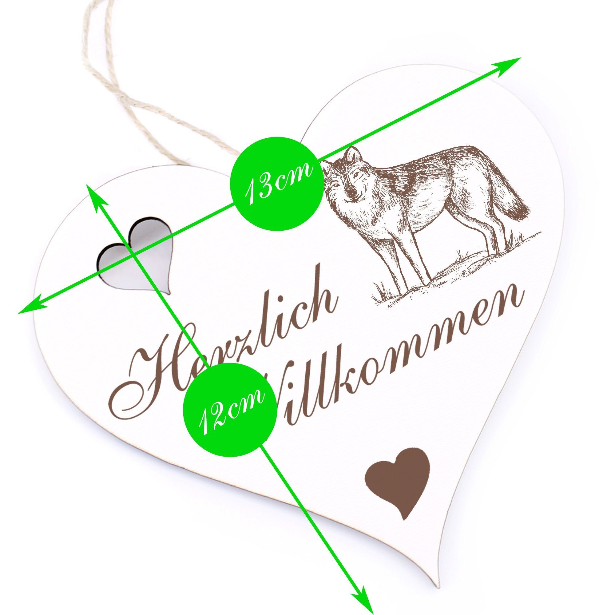 Dekolando Wolf Schnee - Hängedekoration - im Herzlich 13x12cm Willkommen
