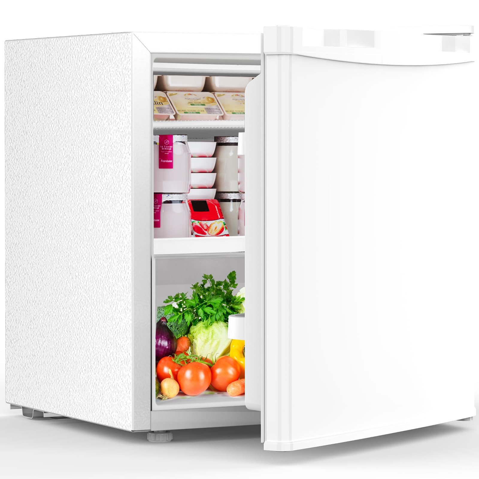 Kismile Kühlschrank 45L Mini-Kühlschrank mit Gefrierfach, kleiner Kühlschrank mit wechselbarem Türanschlag BC-46, regelbarer Thermostat, ultra leise & energiesparend