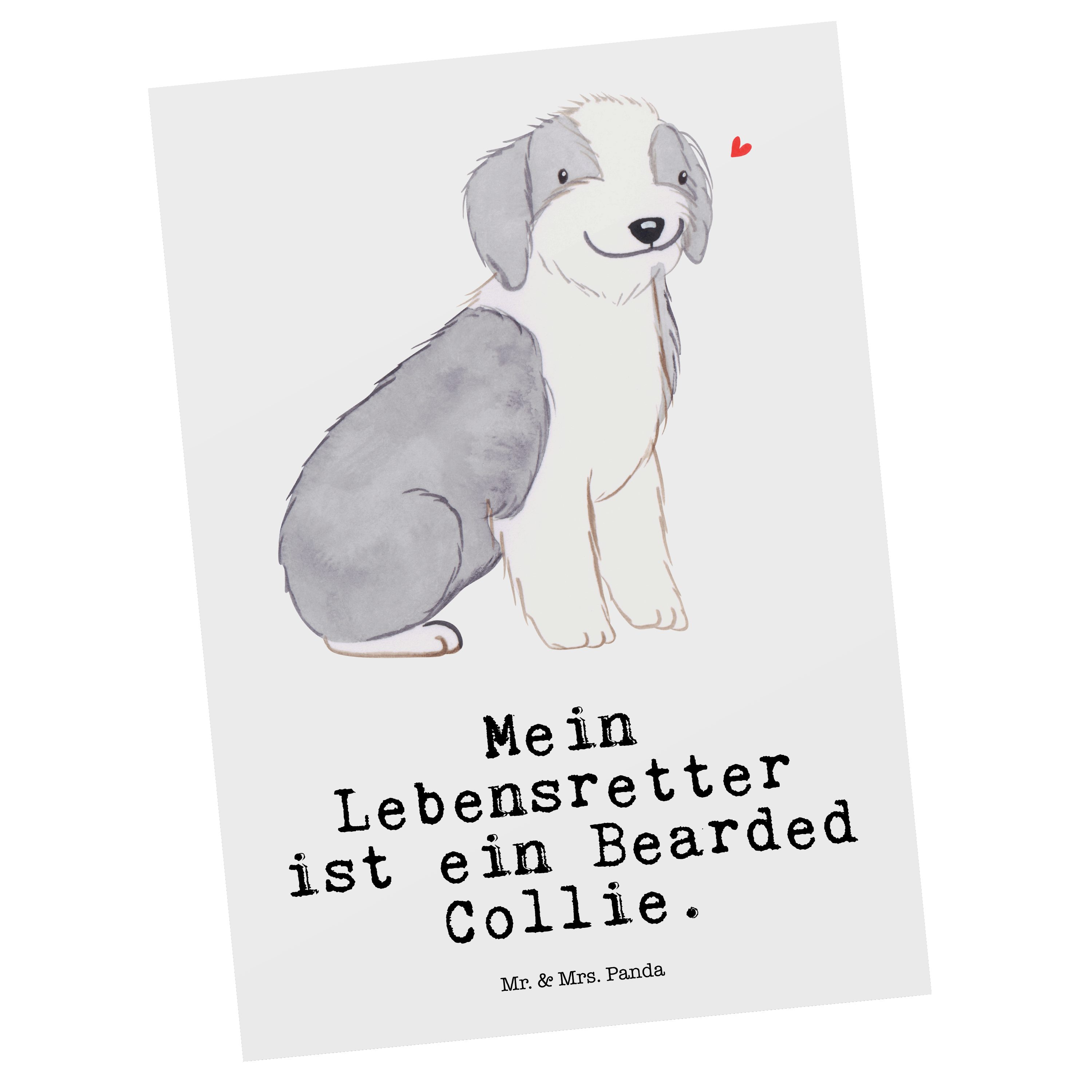 Mr. & Mrs. Panda Postkarte Weiß Geschenk, Collie Geburtstags - Bearded Lebensretter Grußkarte, 