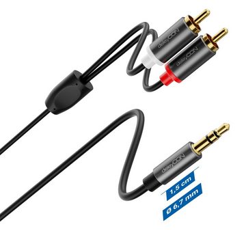 deleyCON deleyCON 1m Klinke zu Cinch RCA Kabel 3,5mm Audiokabel Kabel Klinke Audio-Kabel