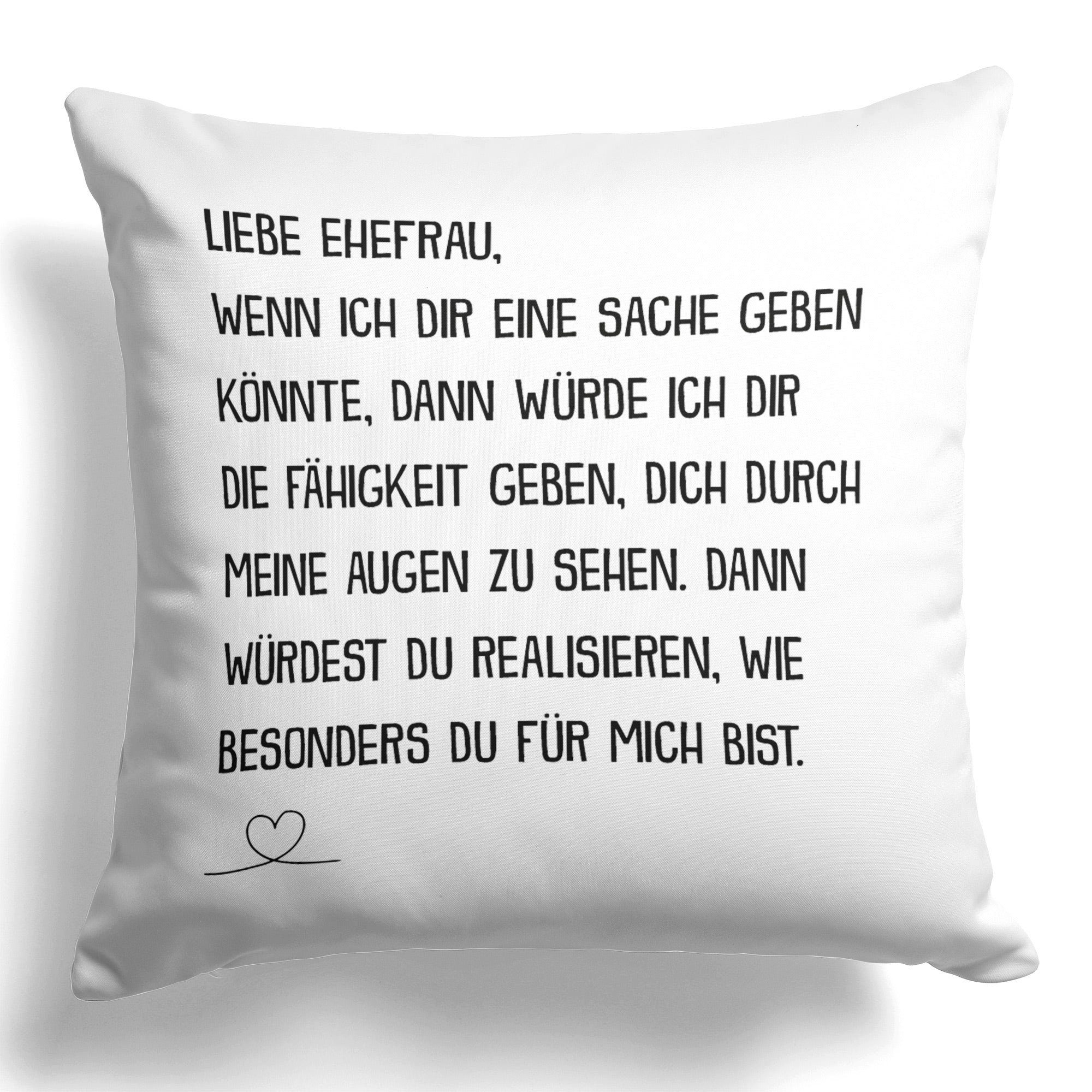 22Feels Dekokissen Ehefrau Geschenk Hochzeitstag Geburtstag Valentinstag Weihnachten, Deko mit Persönlichkeit