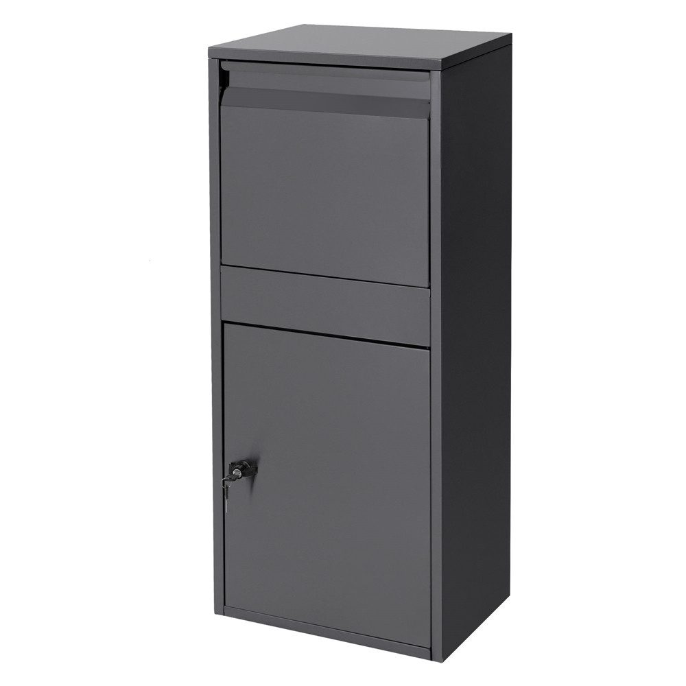 ML-DESIGN Paketbriefkasten Standbriefkasten aus verzinktem Stahl, abshließbar, 2 Schlüssel, Paketkasten freistehend Anthrazit, Paketbox für Briefe Warensendungen
