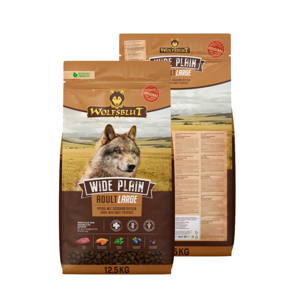 Wolfsblut Wide Plain Large Breed - getreidefreies Futter mit großen Kroketten, Trockenfutter für: Hunde