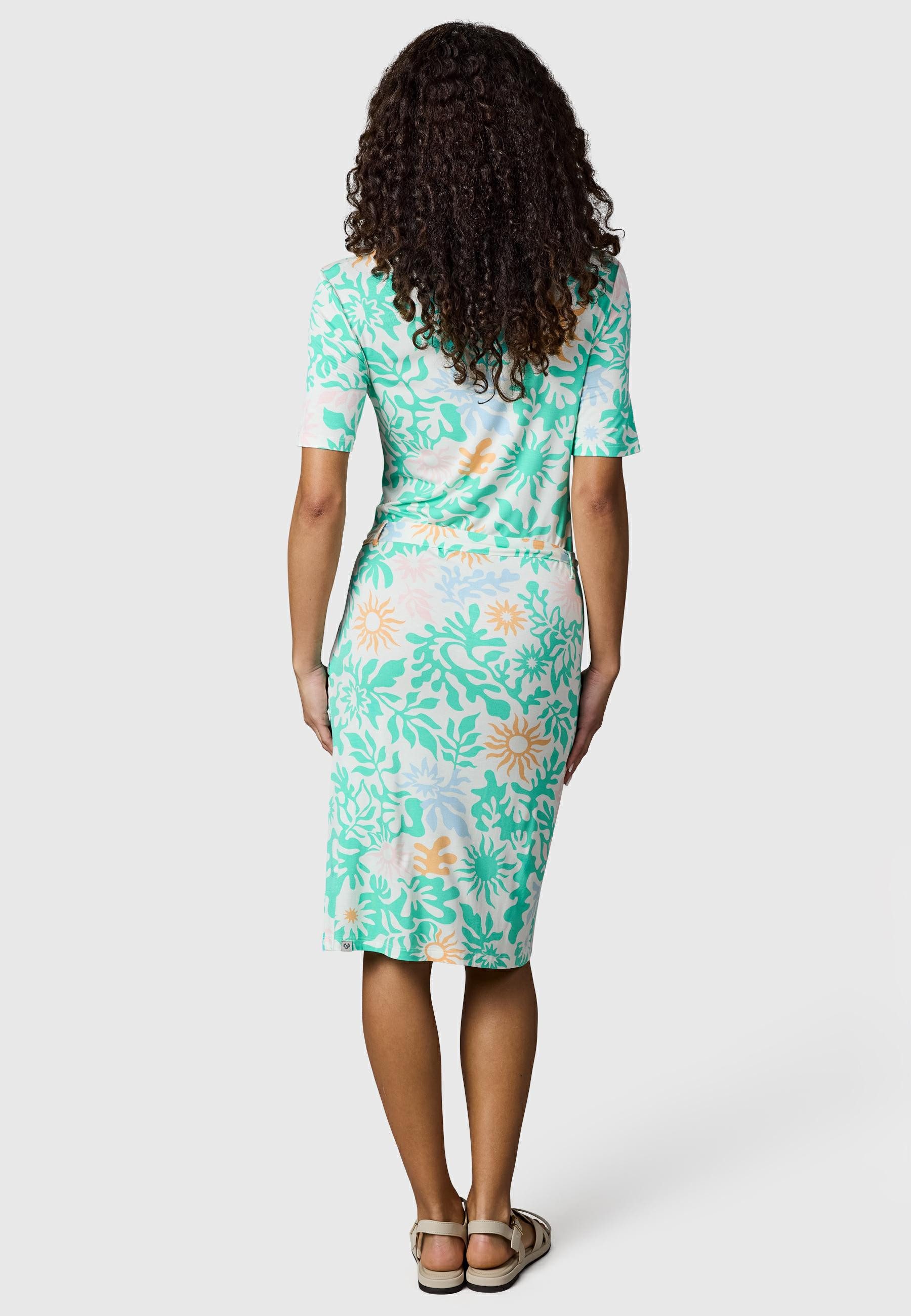Ragwear Sommerkleid Taggiana Print YOUMODO Damen Midikleid mit Taillenband und Taschen