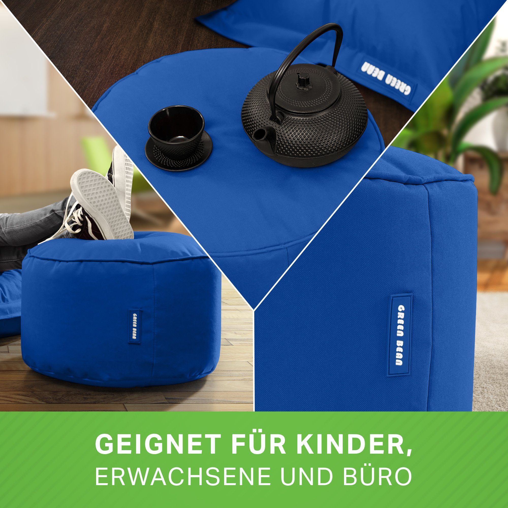 Green Bean Pouf Stay (Sitzsack-Hocker 25x45cm mit EPS-Perlen Füllung -, Fuß günstig online kaufen