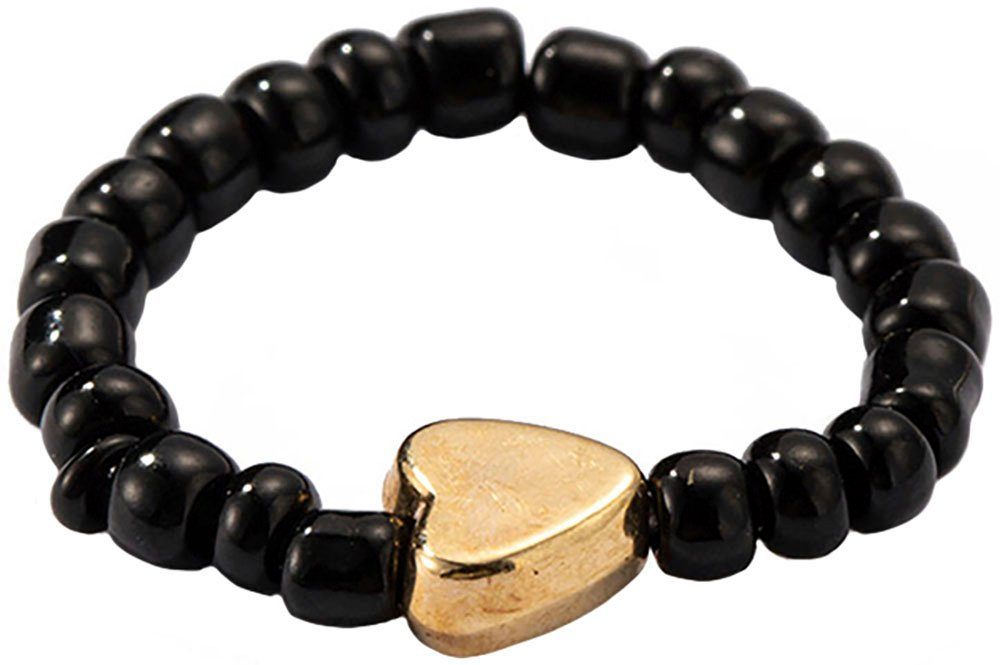 Firetti Ring-Set Multipack Schmuck Geschenk Damenring Herz Zugband Edelstein Farbstein (Set, 3-tlg), Made in Germany - mit Kunstharzperle