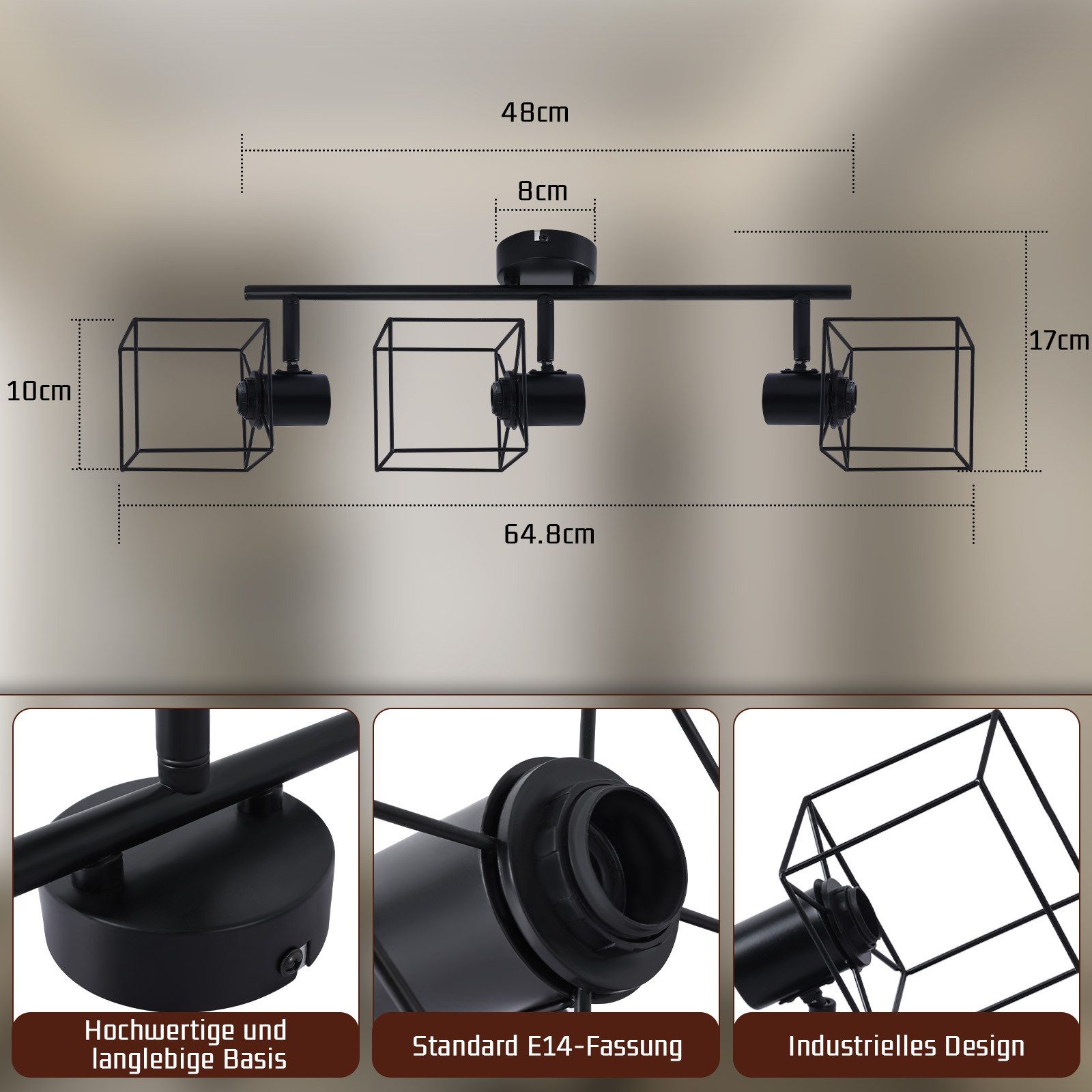 ZMH Deckenstrahler 2/3/4 Flammig 350° Schwenkbar Vintage Metall Deckenleuch günstig online kaufen