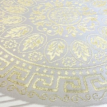 Teppich Teppich mit orientalischem Flair, luxuriös, weiß gold, Carpetia, rechteckig, Höhe: 5 mm