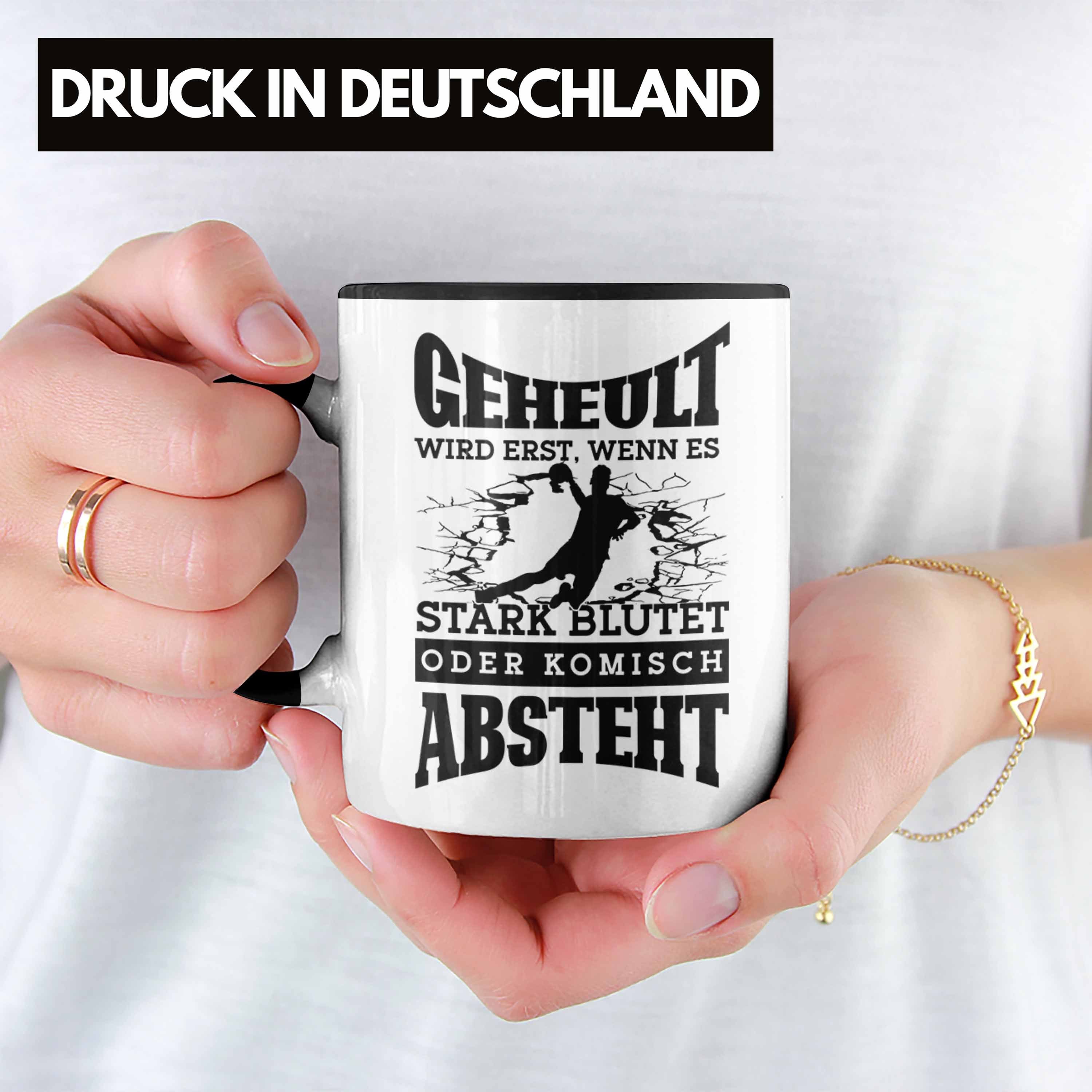 Lustige Tasse Trendation Handball-Spieler Geschenk Geschenkidee Schwarz Spruch Tasse Handba als