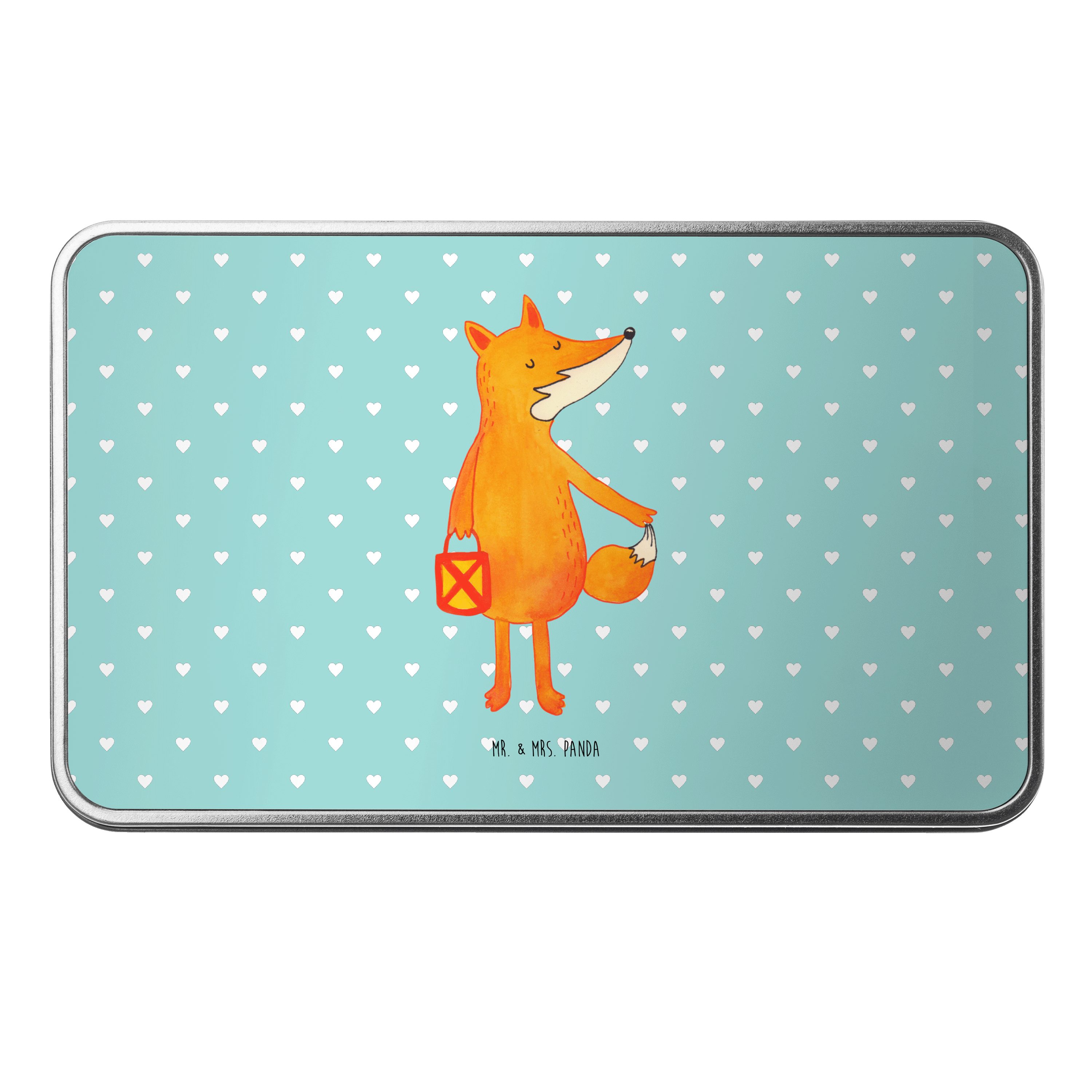 Mr. & Mrs. Panda Dose Fuchs Laterne, Aufbewahrungsbox, Türkis Pastell, Selbstbewusst, blech (Packung, 1 St)