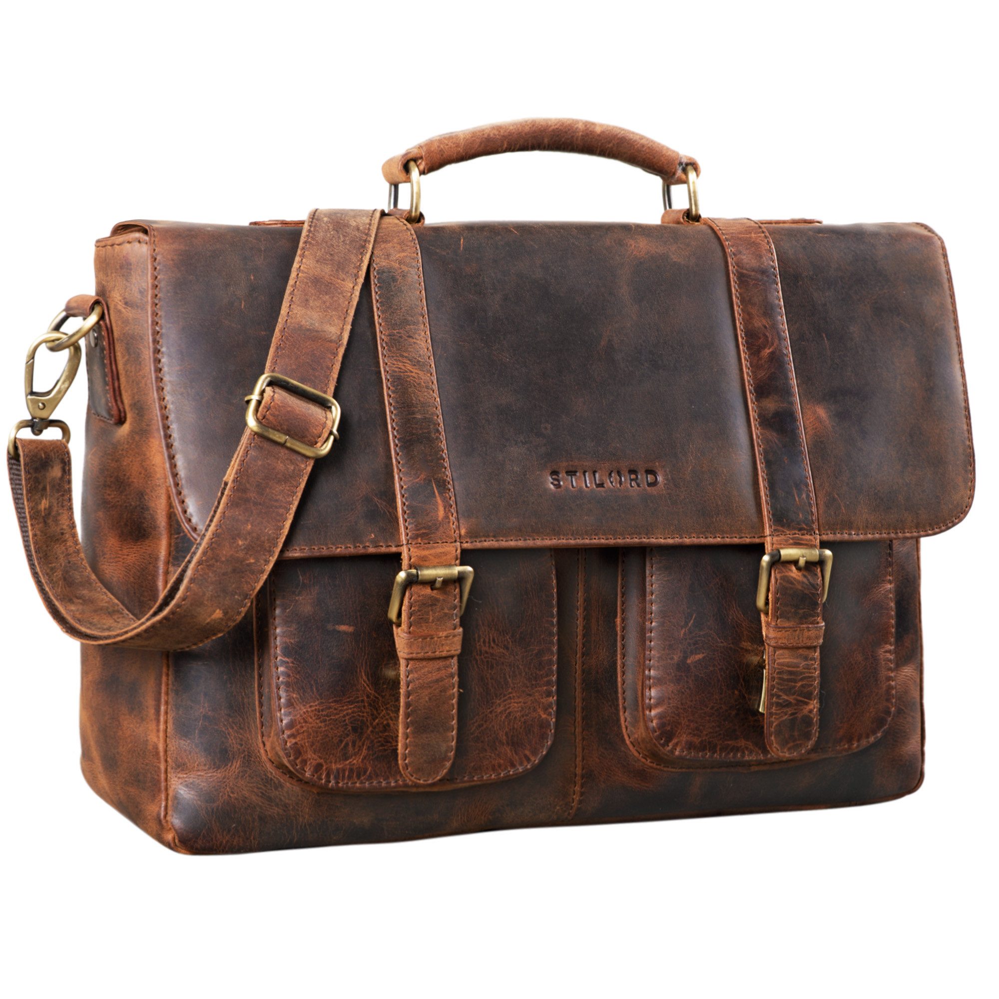 STILORD Aktentasche "Pontius" Vintage Aktentasche Männer Leder