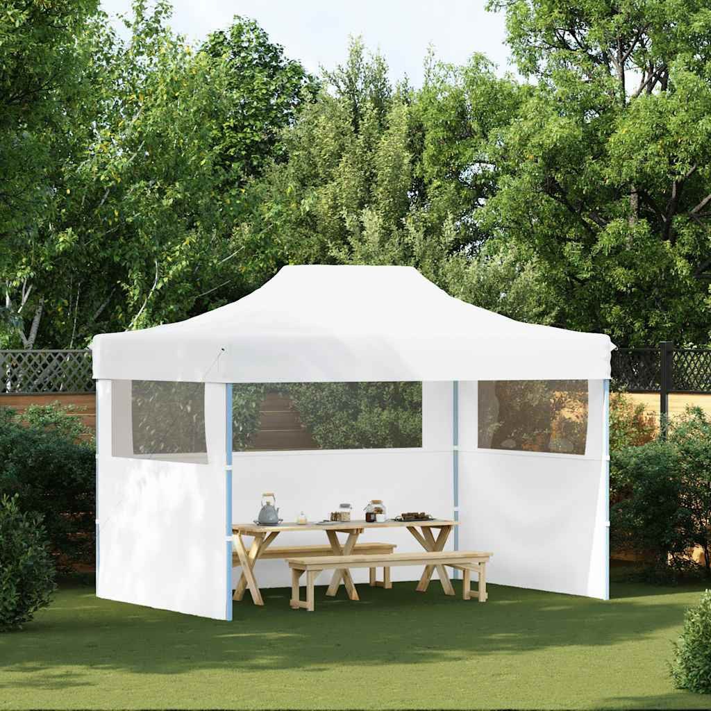 furnicato Partyzelt Faltbares Weiß 280x410x315 cm mit UV- und Wasserbeständige, Stabiles Gartenzelt mit 3 Seitenwänden und rostgeschütztem Rahmen