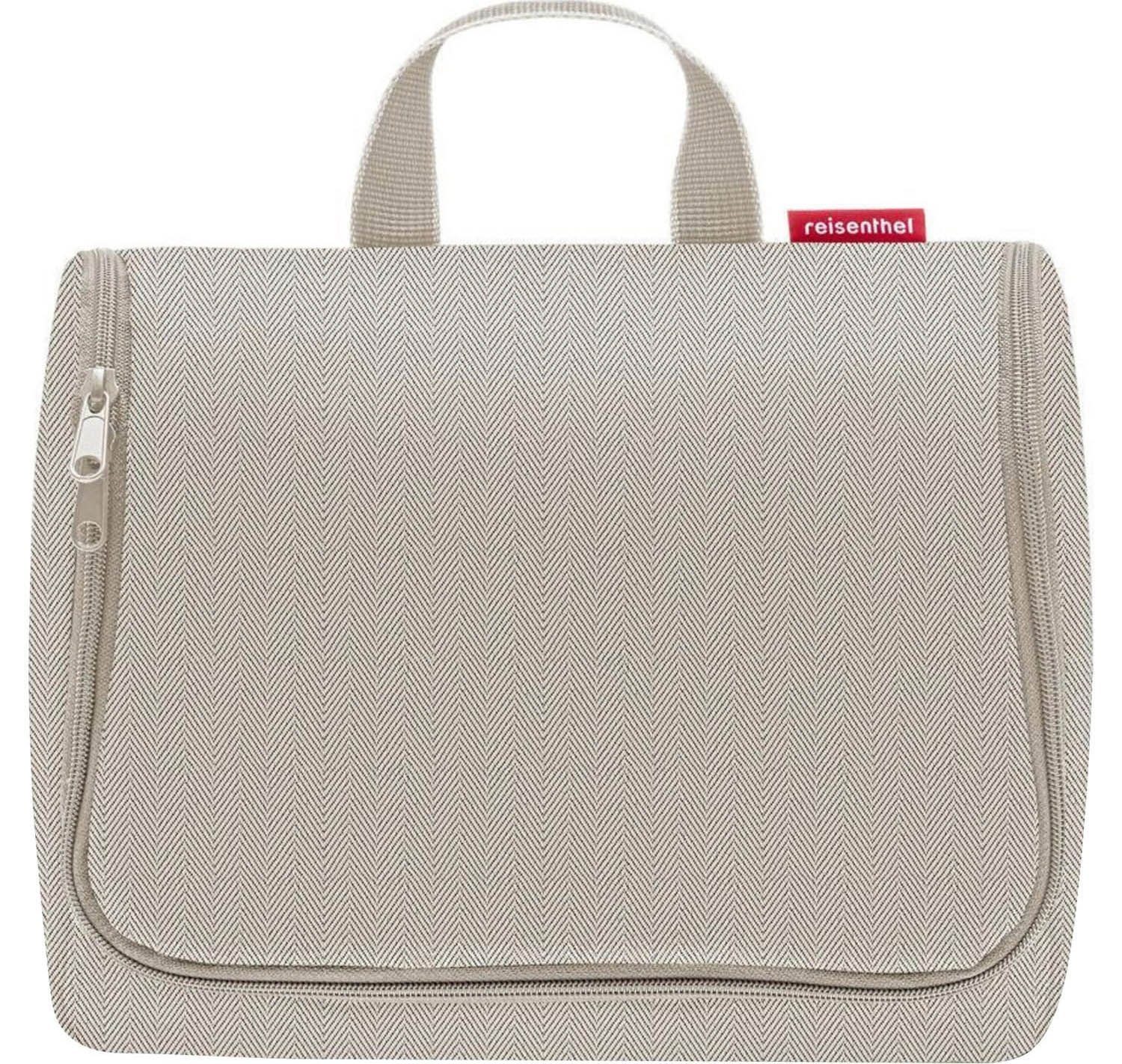 REISENTHEL® Kulturbeutel TOILETBAG XL, 4 Liter, Sandfarben, Polyester, Haken zum Aufhängen, Spiegel im Inneren, Wasserabweisend