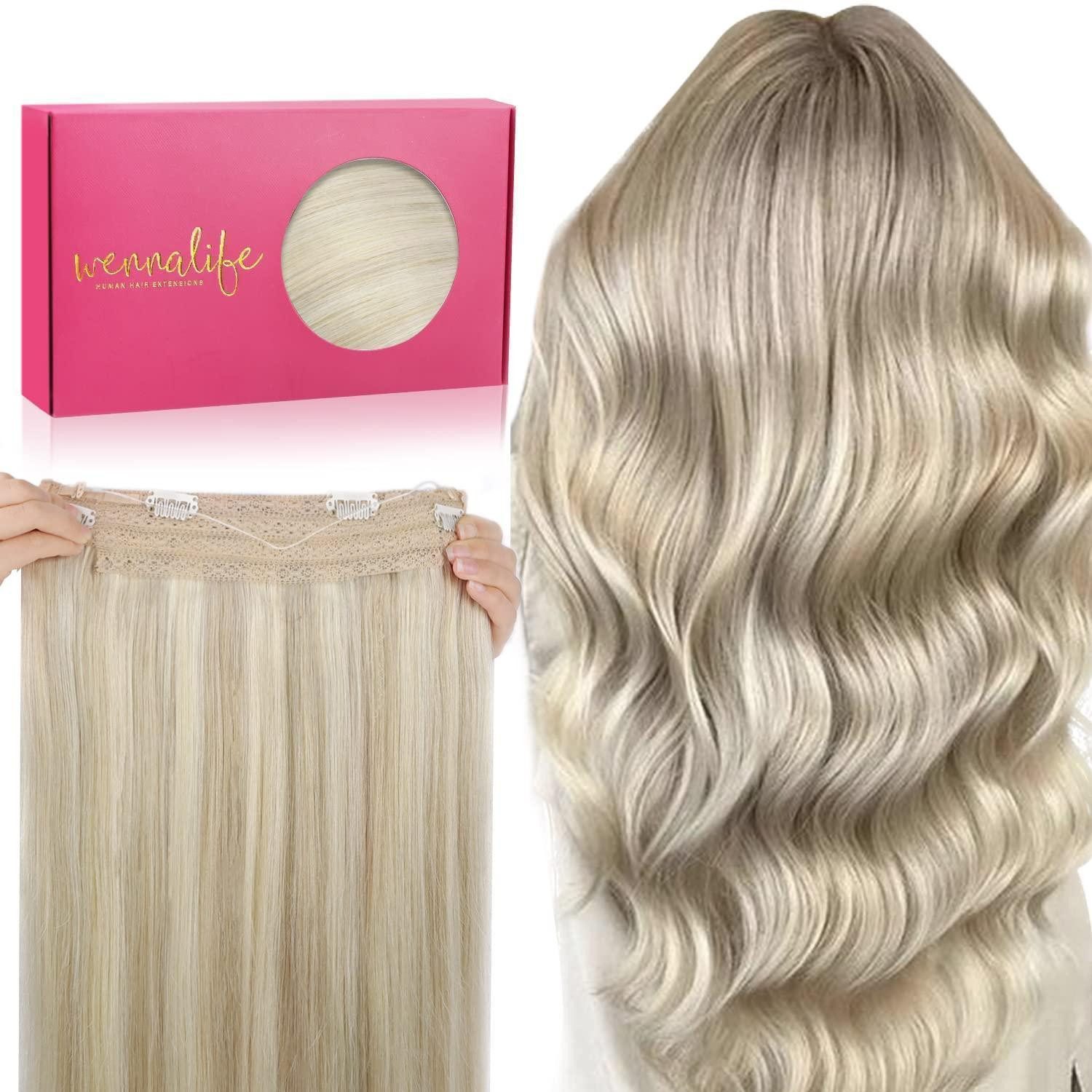 LuxusKollektion Echthaar-Extension Haarverlängerung 30cm-70g #17A 60A Aschblond Highlights Platinblond