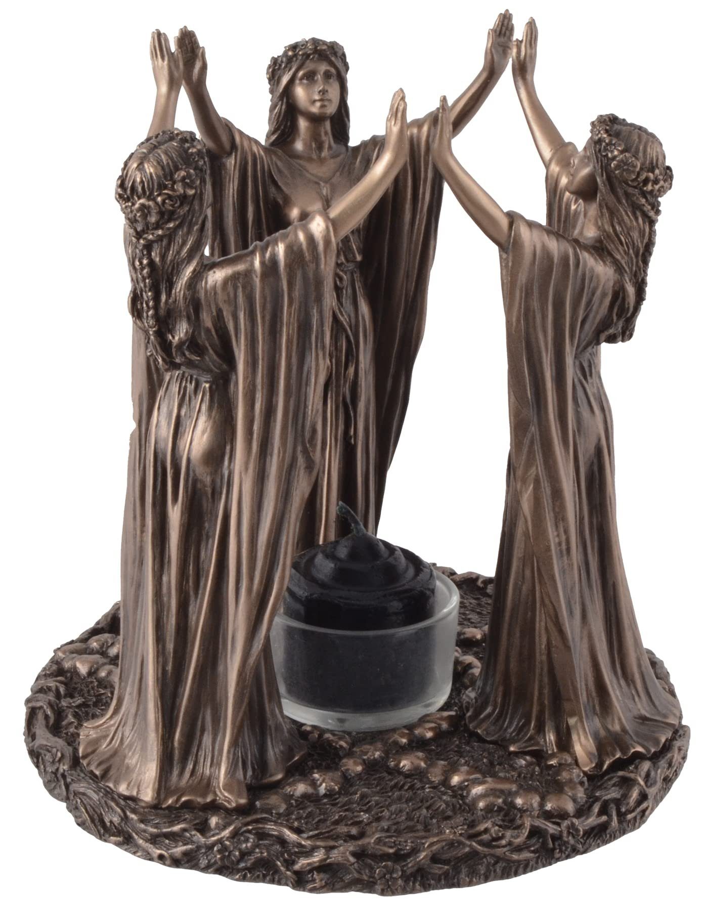 - Gmbh inklusiv, Teelichter Veronese, bei ca. Teelichthalter Nornen direct Hand Vogler Ritual Nordischer LxBxH: von 16x16x17cm bronziert, by Teelichthalter