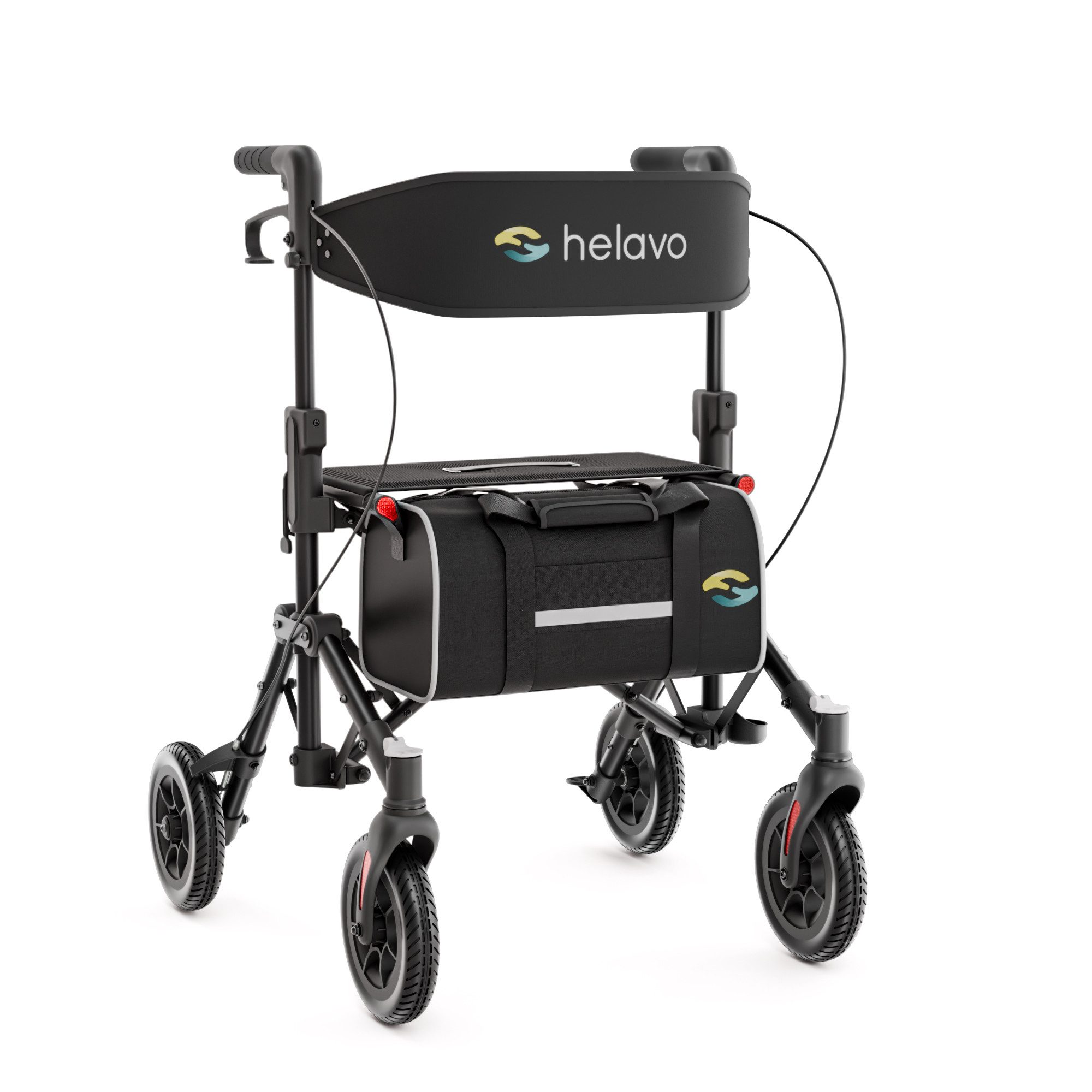 Helavo Rollator H1320, Reiserollator faltbar & leicht mit Sitz, verstellbare Griffe