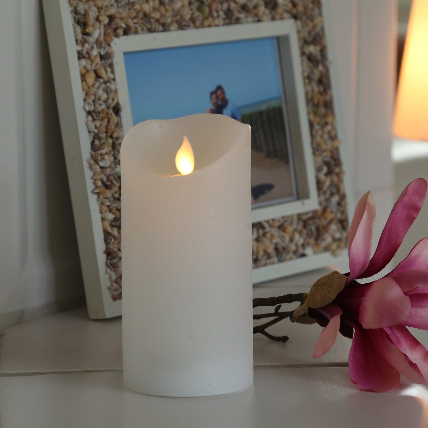 MARELIDA LED-Kerze mit beweglicher Flamme Echtwachs Rustik-Optik H: 15cm Ti günstig online kaufen