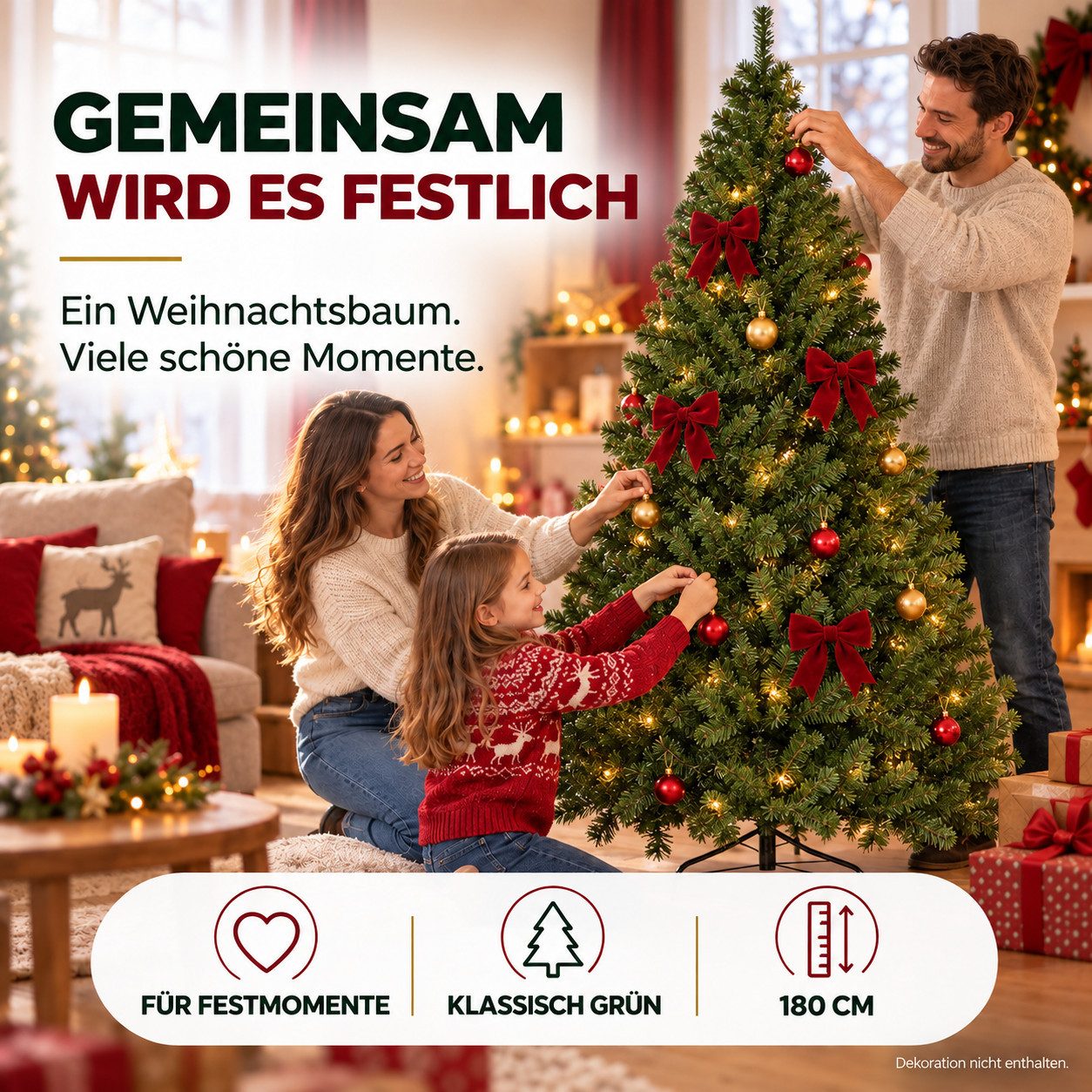 Weihnachtswunder® Künstlicher Weihnachtsbaum Künstlicher Weihnachtsbaum in Nordmanntannen-Optik, grün, 180 cm, Nordmanntanne – Bild 3 von 5