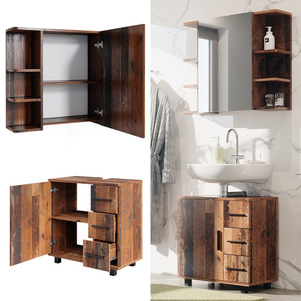 Vicco Badmöbel-Set Ilias, Eiche rustikal, 2 Teile, (2-St., 2er Set) günstig online kaufen