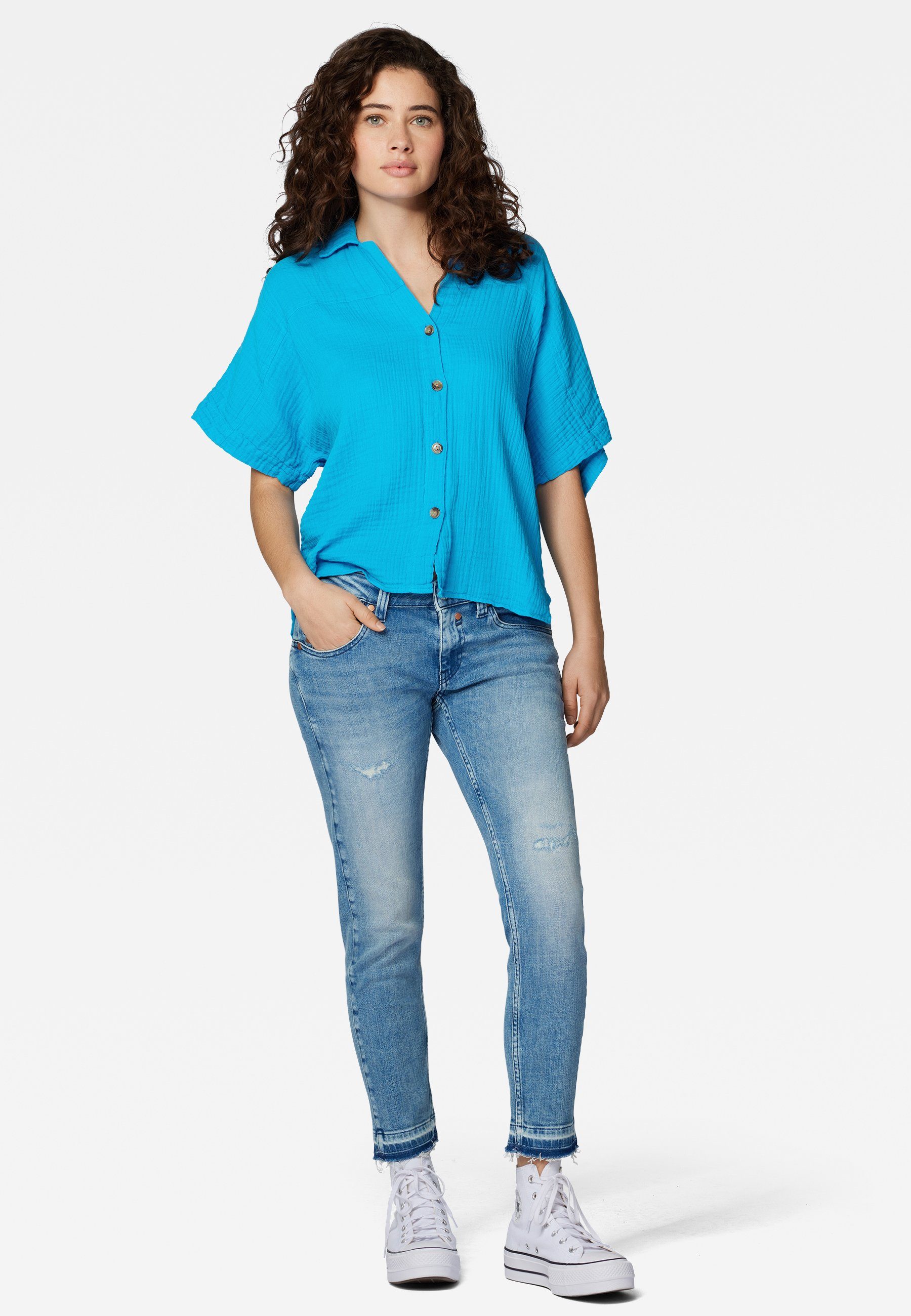 Mavi Klassische Bluse SHORT SLEEVE SHIRT Kurzarm Bluse, Leichte,  strukturierte Musselin-Qualität, einfarbig