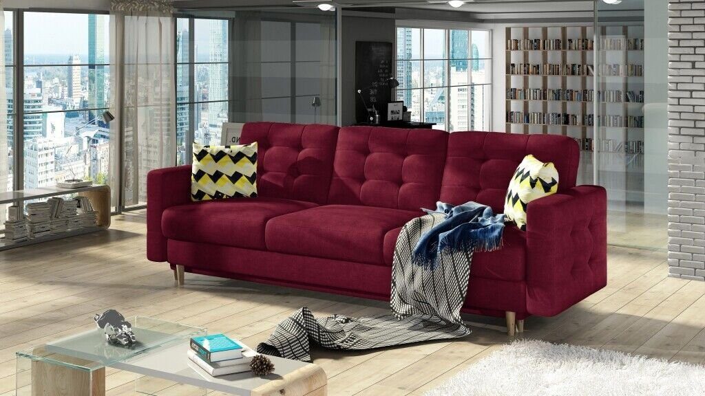JVmoebel Sofa, Sofa 3 Sitzer Sofas Sitz Couch Polster Modern Dreisitzer Textil Rot