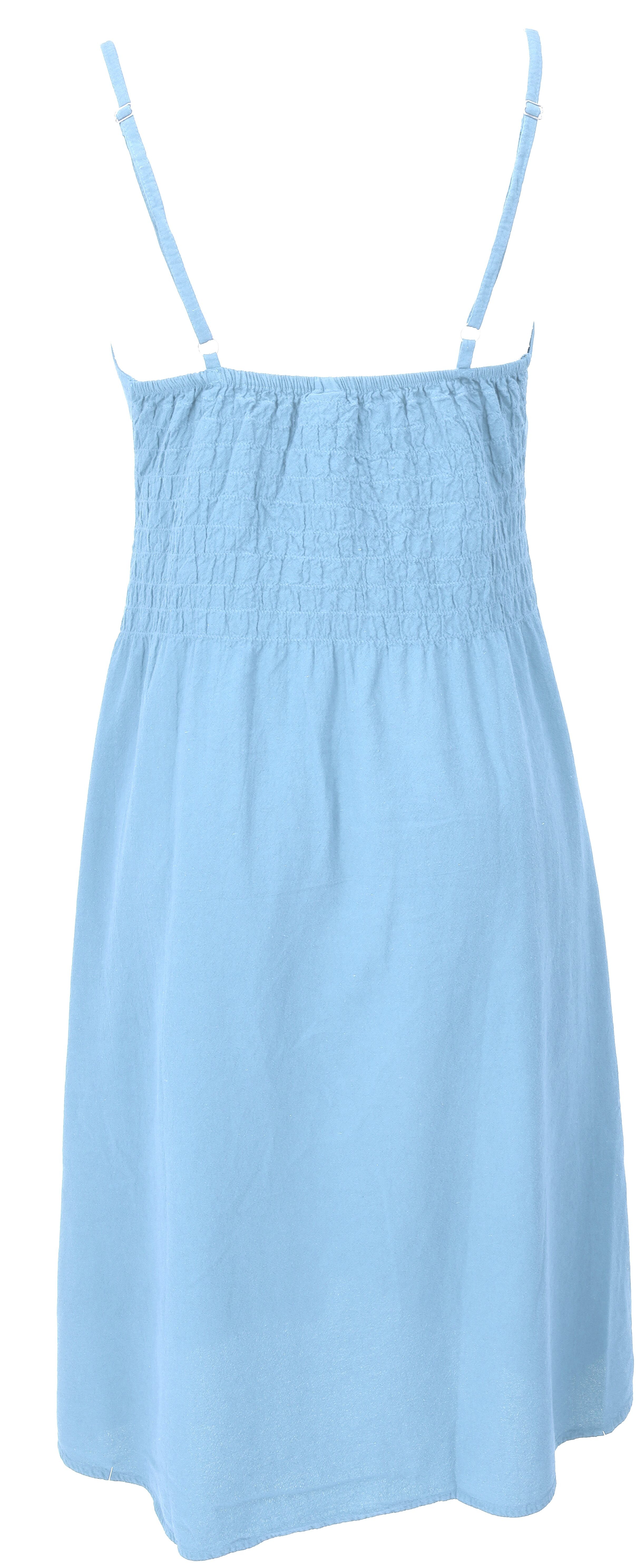 Guru-Shop Midikleid Einfarbiges Casual Trägerkleid, Baumwoll..