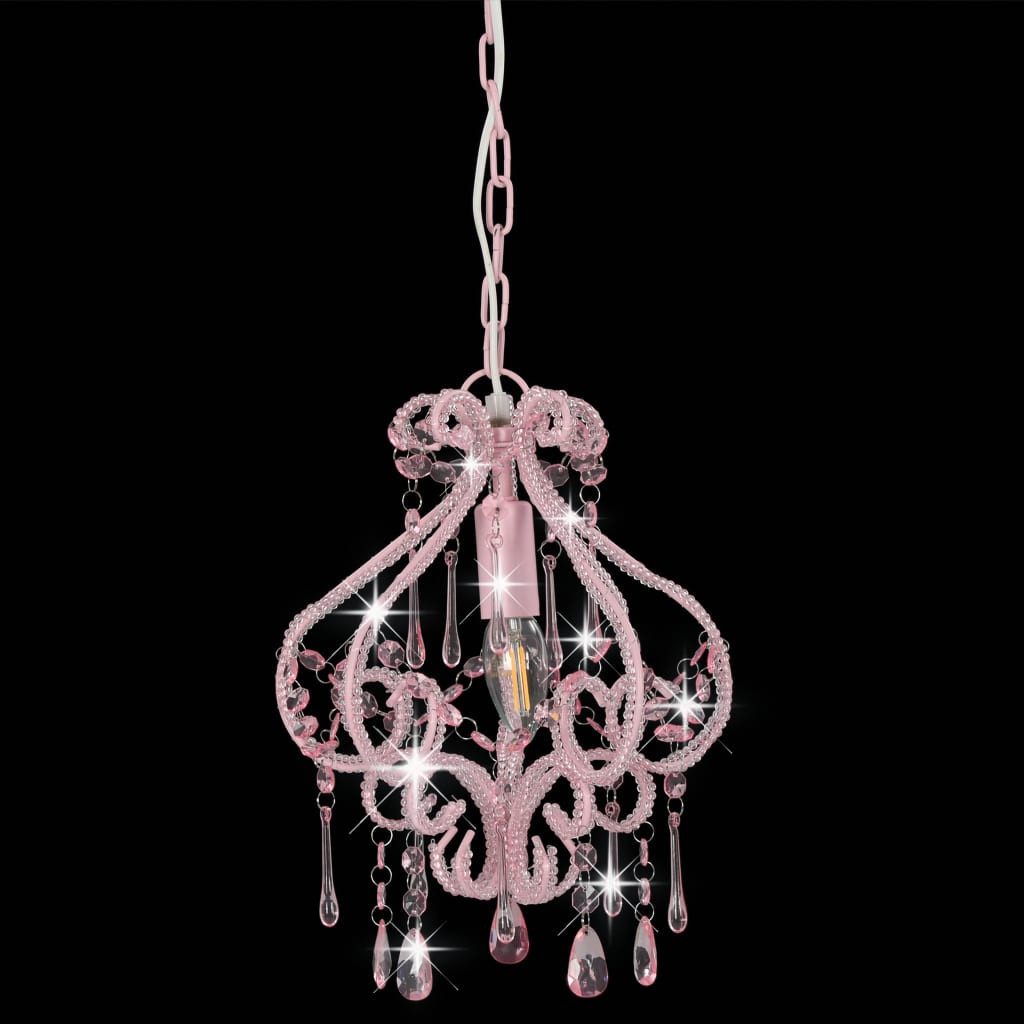 vidaXL Deckenleuchten NA Lampe Kronleuchter Leuchter Deckenlampe Hängelampe mit Perlen Rosa