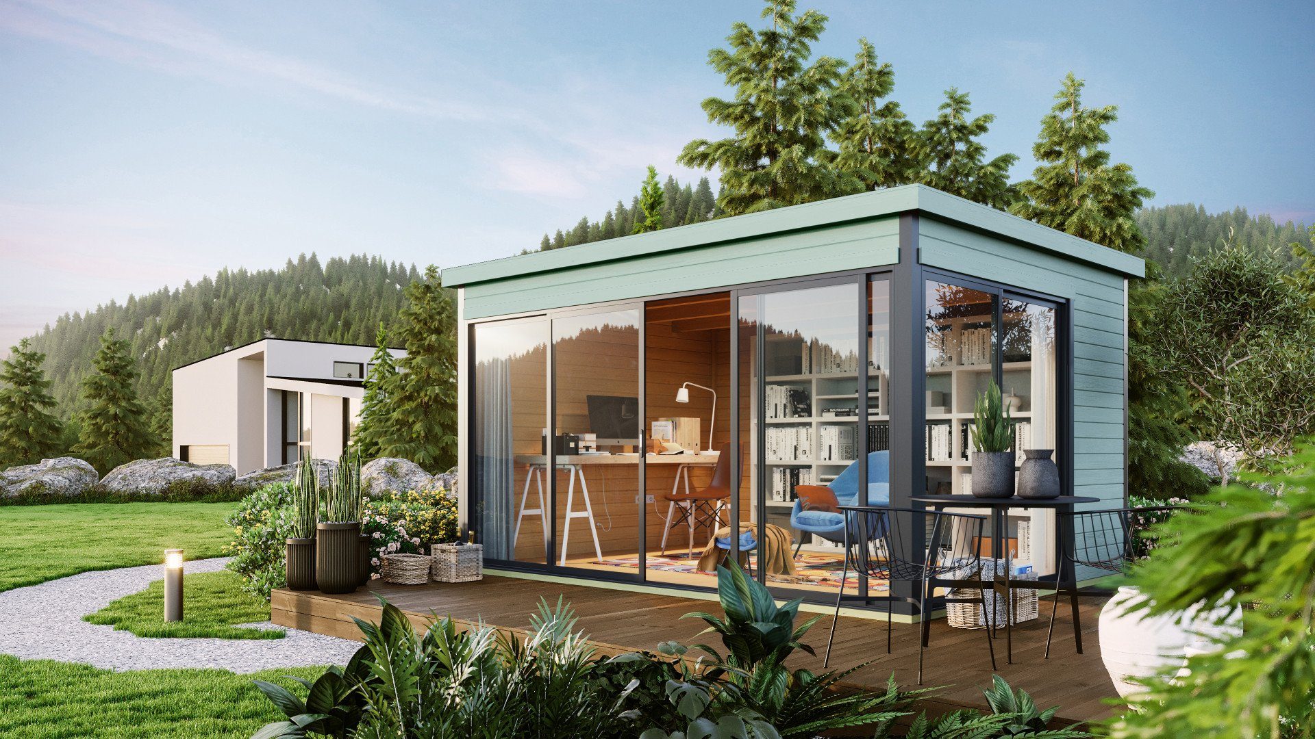 LASITA MAJA Gartenhaus Flachdach 4x4m Holz Domeo 4, BxT: 418x322 cm, ohne Dacheindeckung