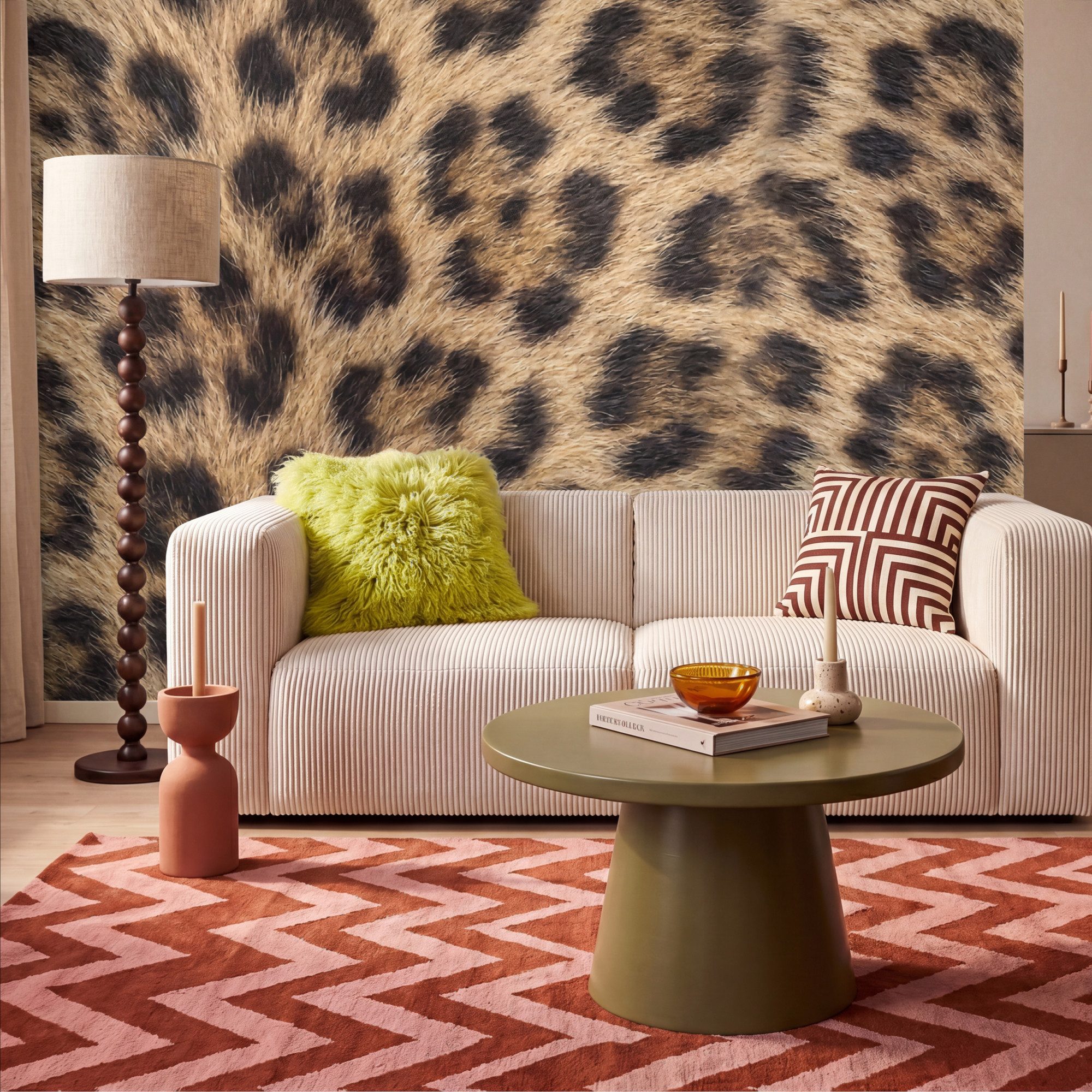 OnlyWow Fototapete Leopard - Mantel - Klassisch - Braun, Matt, bedruckt, Wohnzimmer, Modern, Wanddekoration, Vliestapete 100x70cm – Bild 2 von 5