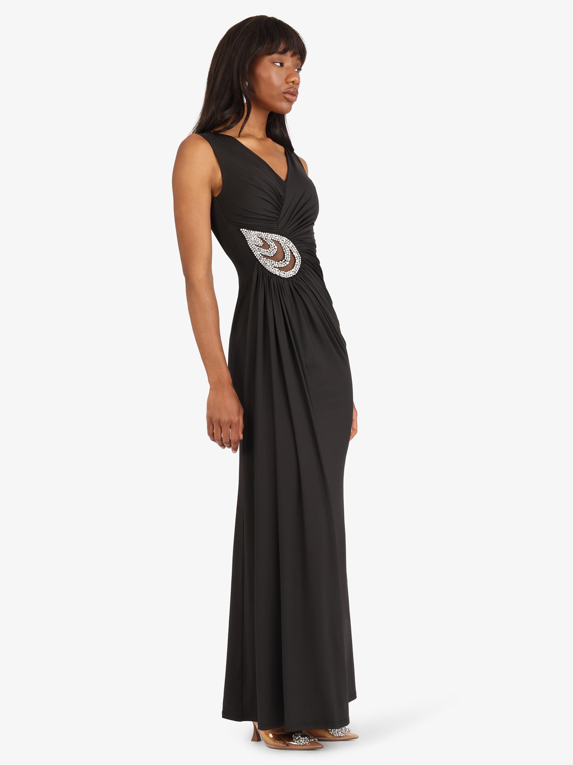 Kraimod Abendkleid mit Drapierung und Zierstein-Detail