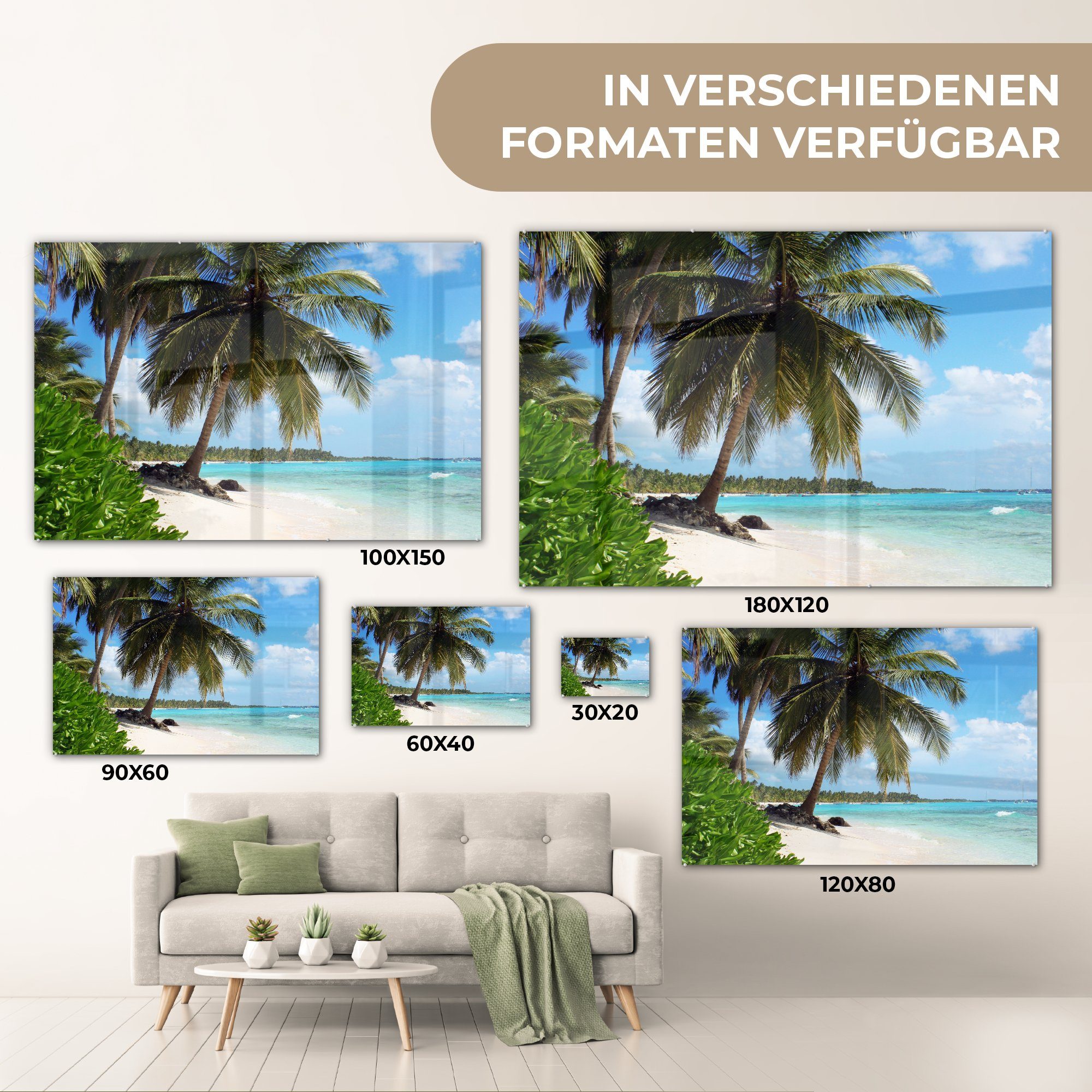 Wohnzimmer Schlafzimmer - Palme MuchoWow Meer & St), (1 - Tropisch, Acrylglasbild Acrylglasbilder