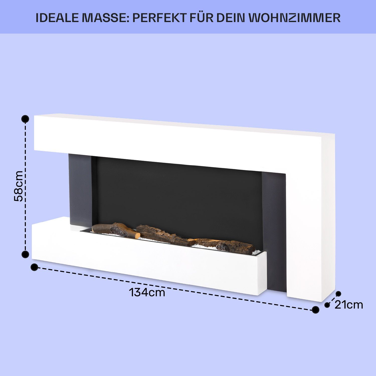 Fire, Heizfunktion Studio Light Elektrokamin & elektrischer Kamin Heizlüfter Klarstein Kaminofen elektrischer mit