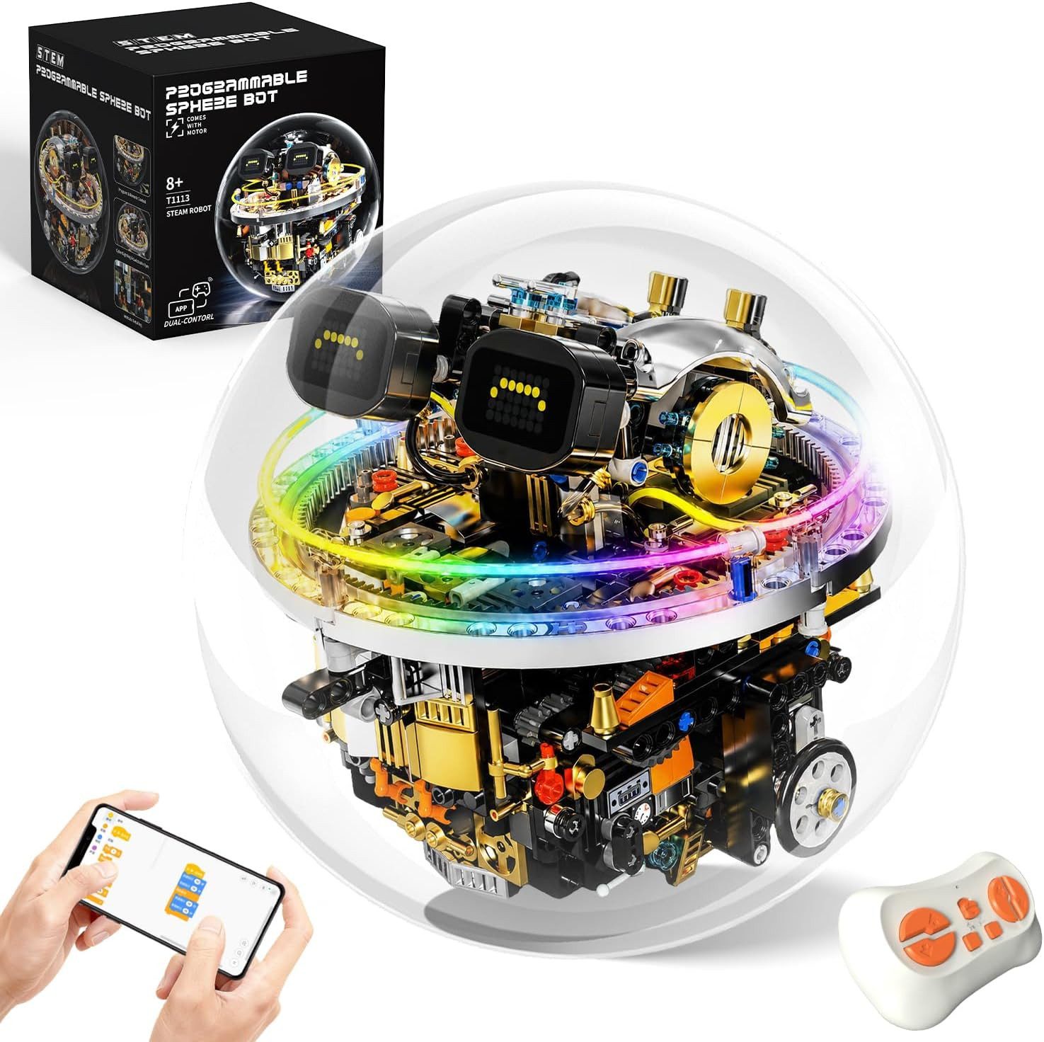 Esun Roboter Bausatz ab 8 Jahren, Programmierbarer STEM Roboter, 804 Teile Spielbausteine, (Set, 804 St., Komplettset), APP & RC Steuerung, Sphärischer Roboter für Kinder