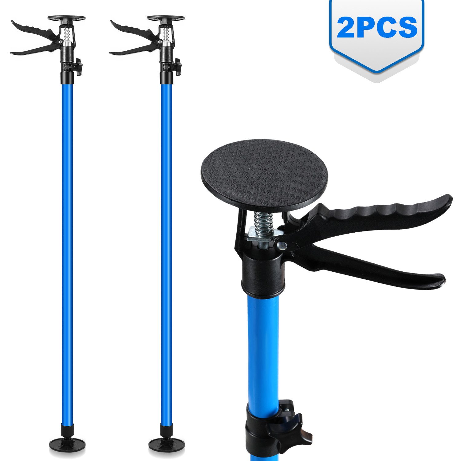 Clanmacy Montageklemme Stützelement Deckenstütze Teleskopstütze 115-290cm Belastbarkeit 50 kg, (Flexibel, Stufenlos verstellbar, Schnellspanner, 2-tlg., 360° verstellbar Druckplatte, rutschfest)