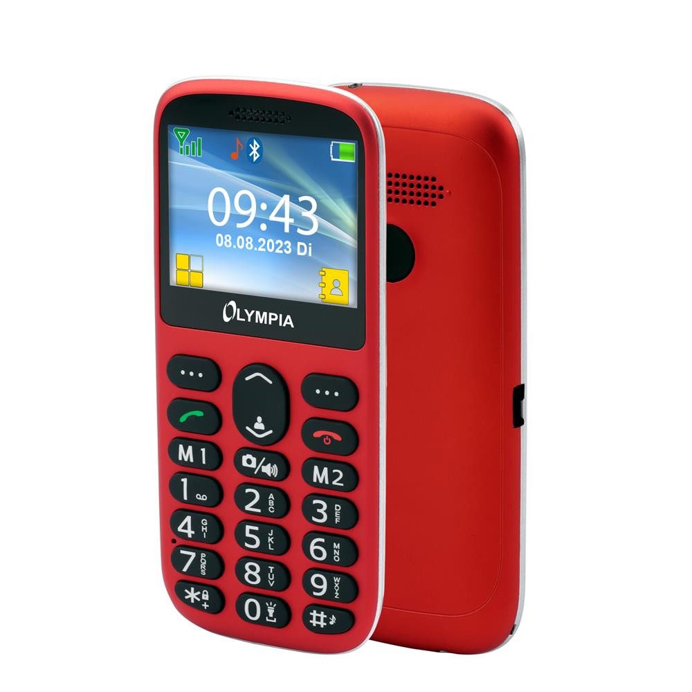 OLYMPIA OFFICE SUN Seniorenhandy (Mobiltelefon, Komfort Seniorenhandy, Großtastentelefon, rot)
