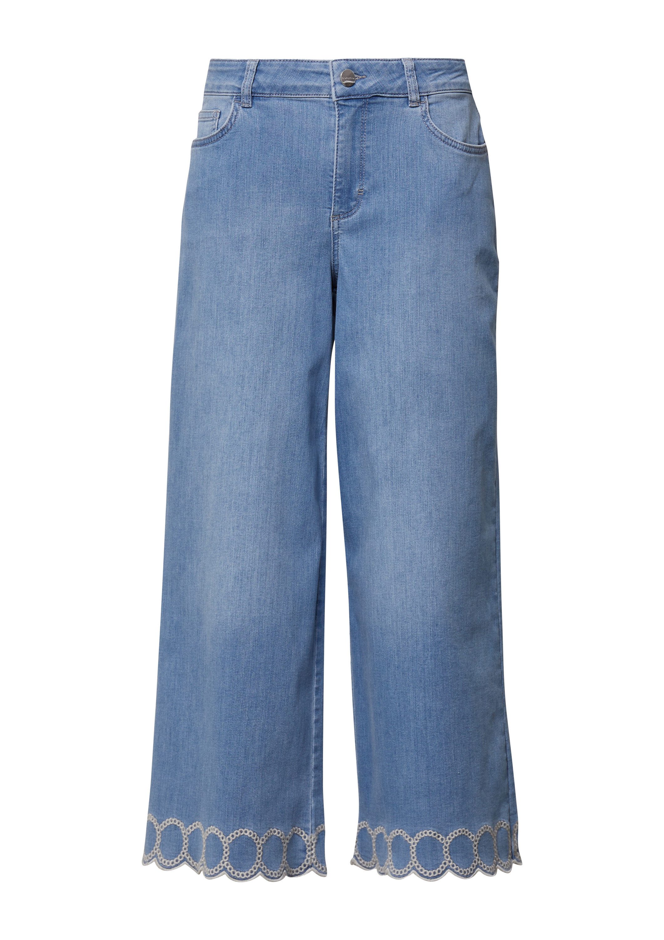 comma Weite Jeans Jeans-Hose Jeans-Culotte im Loose Fit mit Stickerei am Sa günstig online kaufen