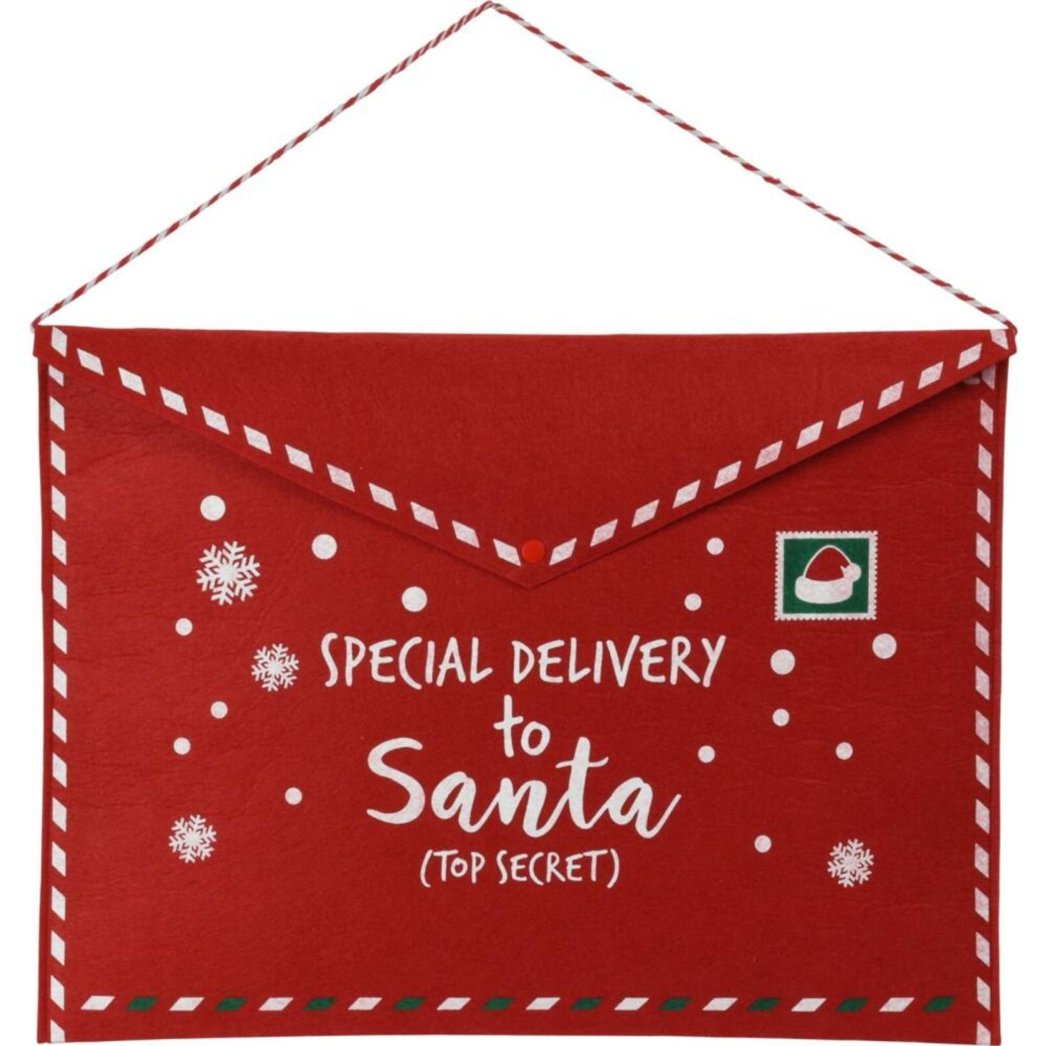 Koopman Dekofigur Geschenkverpackung roter Filz-Umschlag 39x50cm Weihnachtsdeko XXL