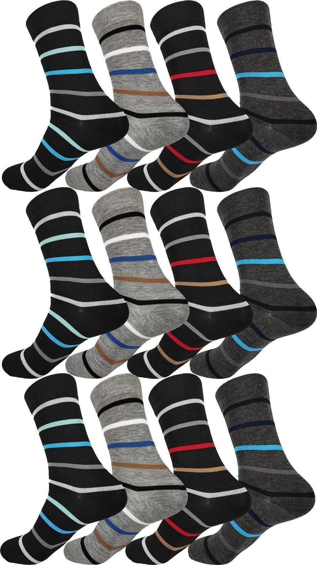 EloModa Basicsocken Sport klassischer Form Herren Socken Paar Muster 12 (12-Paar) Freizeit Paar, Mix16 12