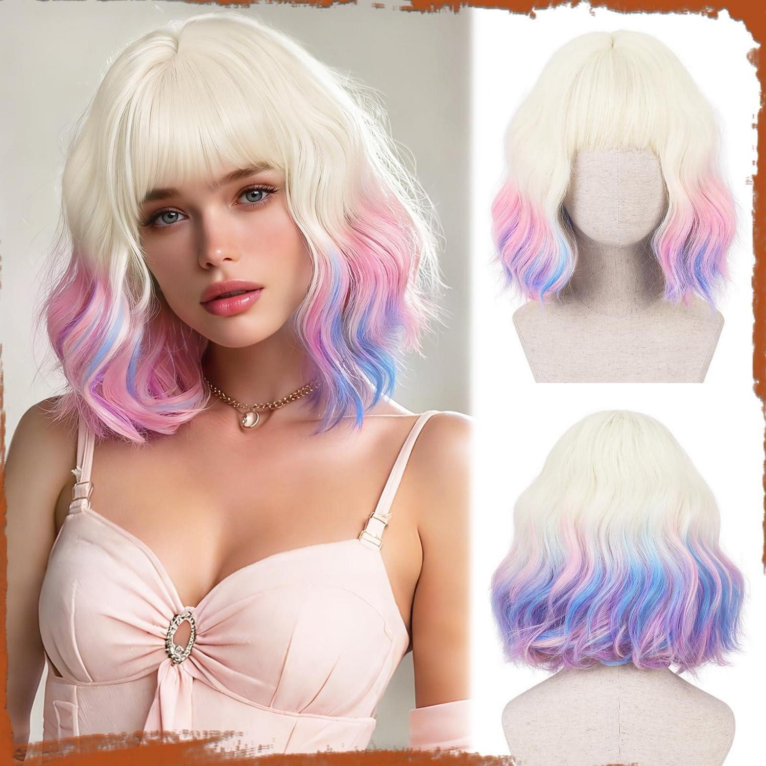 LuxusKollektion Kunsthaarperücke Perücke Bob Pony Damen Cosplay Alltag Party Halloween 30cm Regenbogen