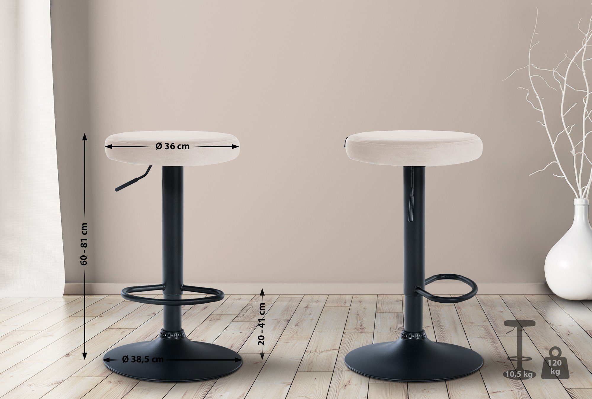 CLP Barhocker Ponte Samt (2er Set, günstig online kaufen