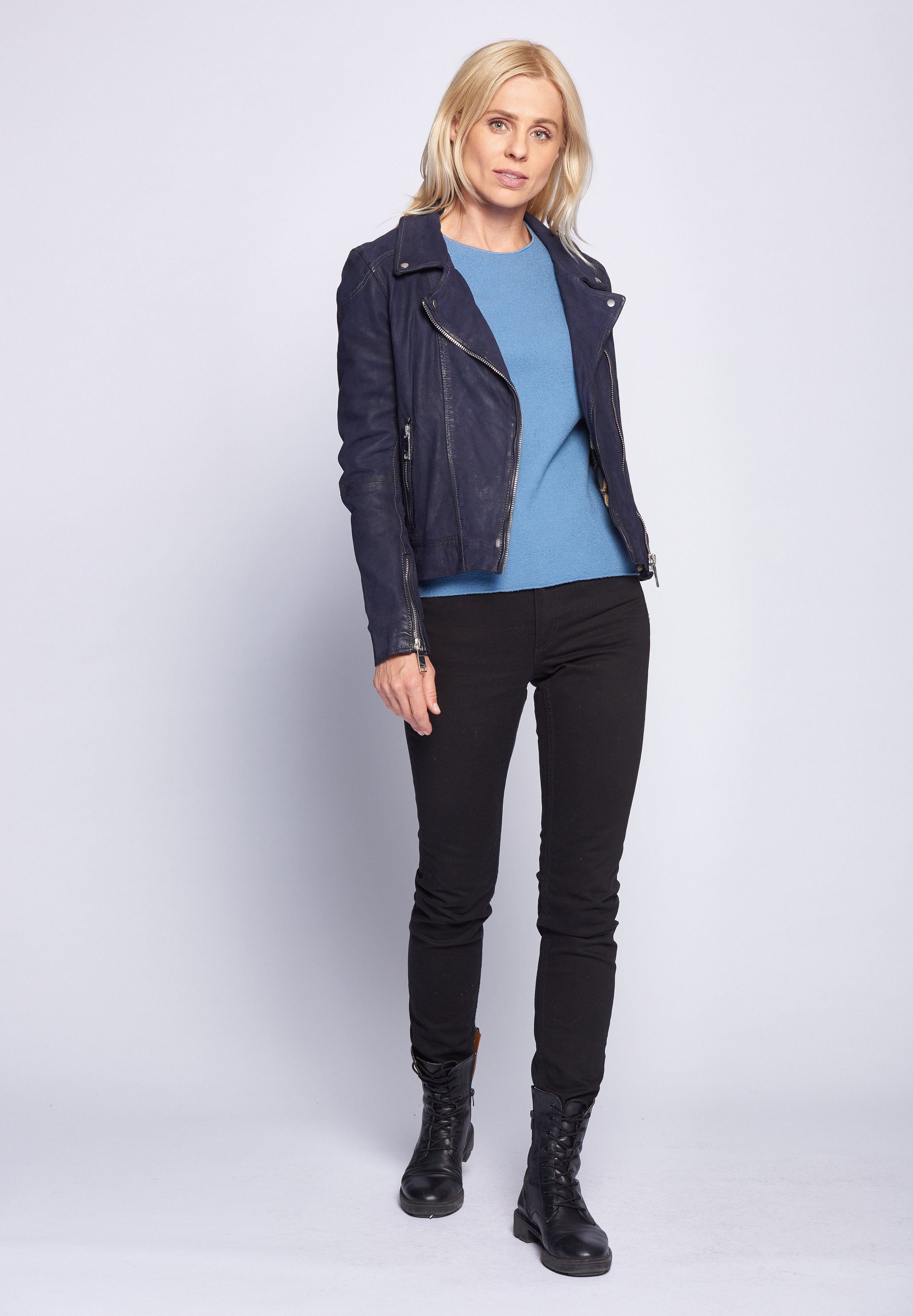 blue Romie Maze Lederjacke ocean