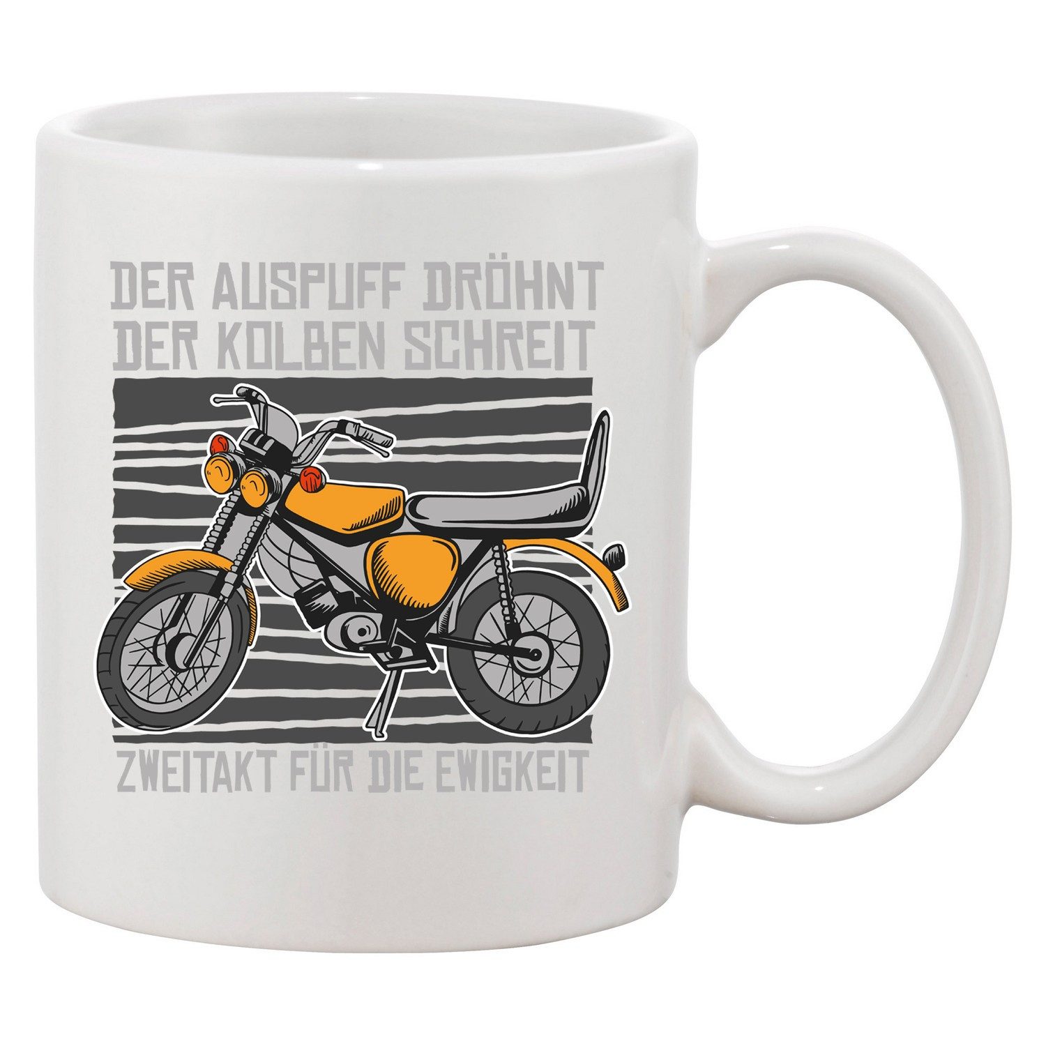 Blondie & Brownie Tasse Zweitakt Tasse Simson Motorrad Zweirad Vater Mann Print Kultbecher Fun, 1-tlg., Keramik, Zweitakt Tasse Kolbenklang Edition Classic