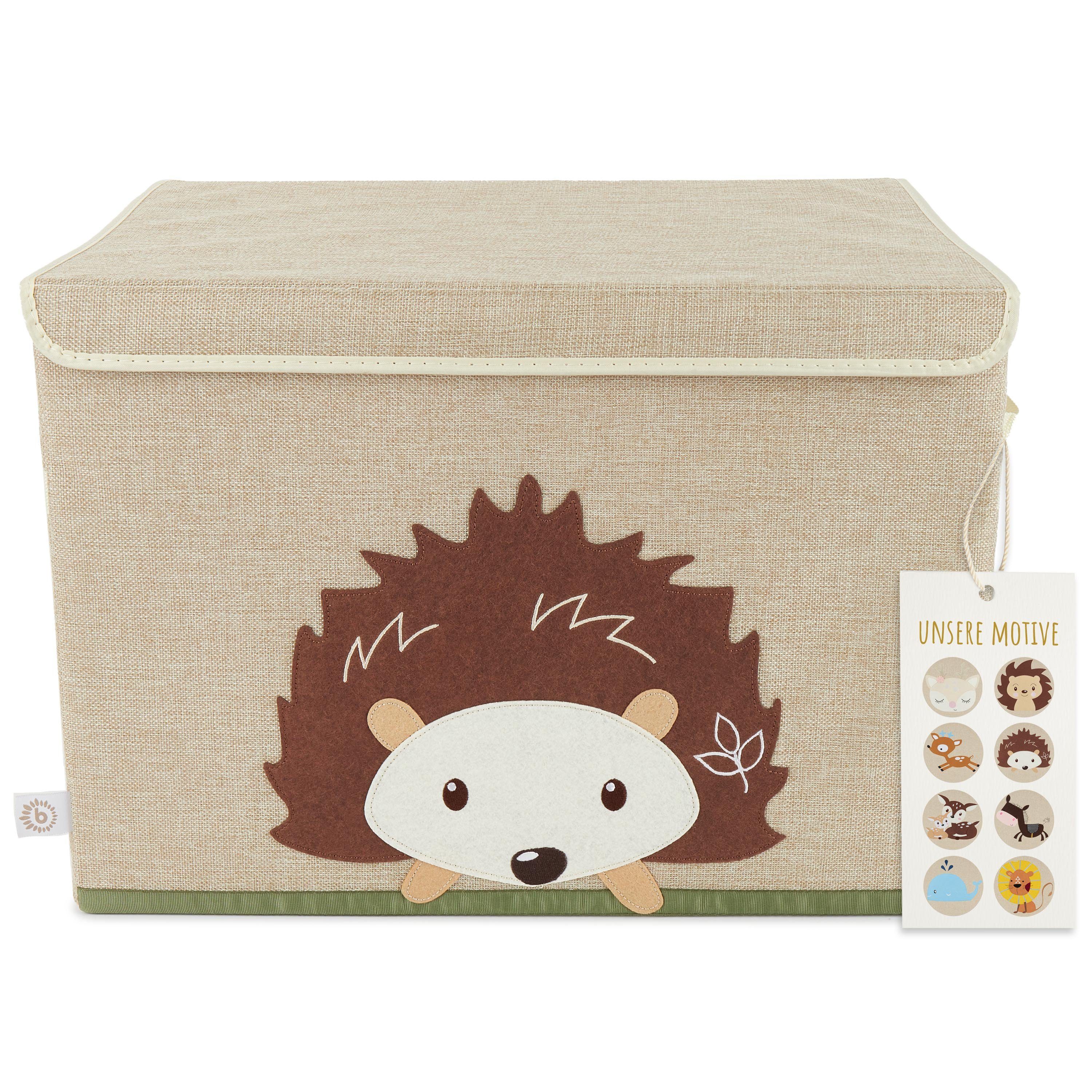 faltbar BIECO Kisten Wickeltisch Aufbewahrungsbox mit Spielzeugtruhe 36x36x51cm Aufbewahrungsbox Spielzeugkiste Deckel ca. 65L Organizer Igel Groß Aufbewahrungsbox mit Kinder Bieco mit Motiv Deckel Deckel