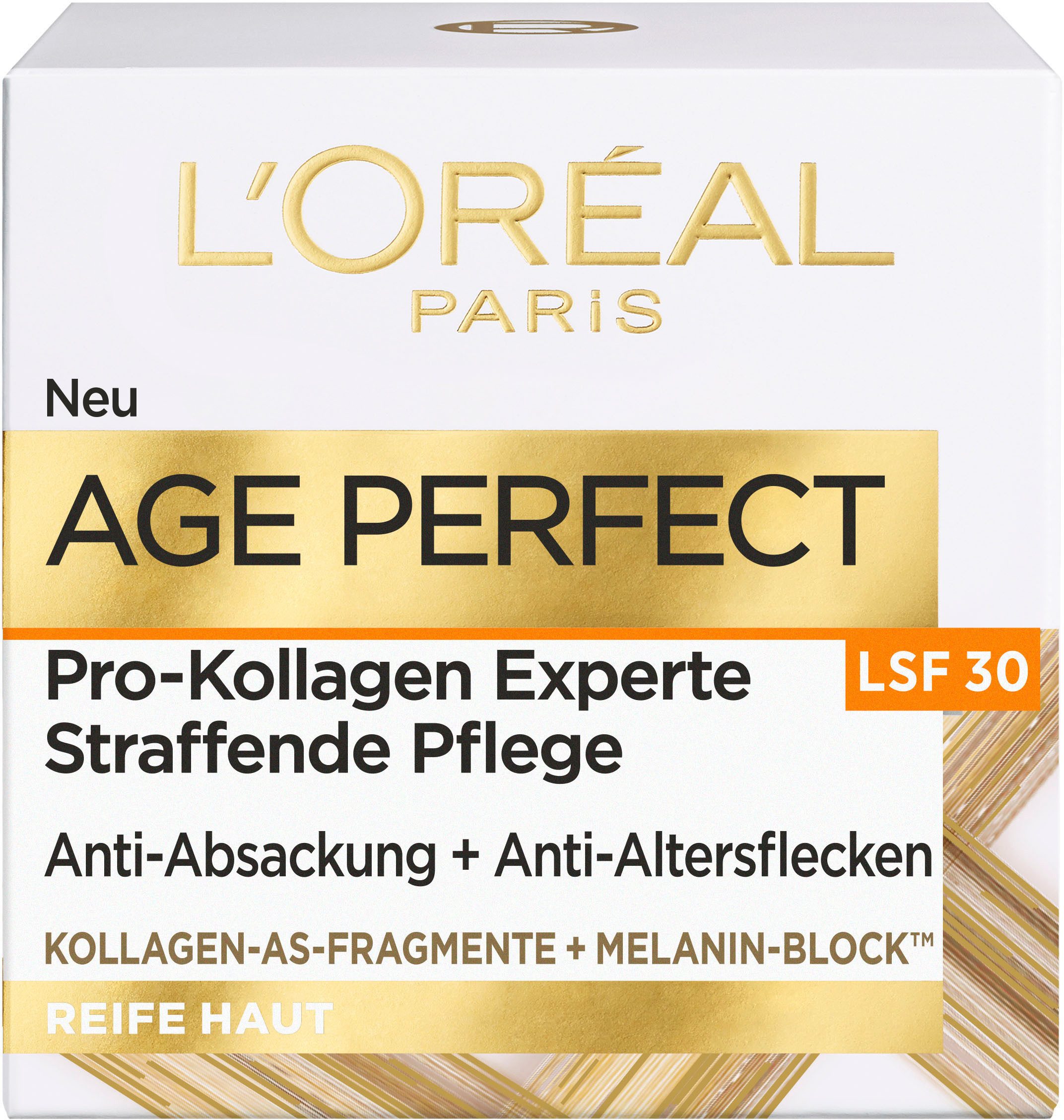 L'ORÉAL PARIS Tagescreme AGE PERFECT PRO-KOLLAGEN EXPERTE TAGESPFLEGE LSF 30, mit Kollagen-AS-Fragmenten zum Stärken und festigen der Haut
