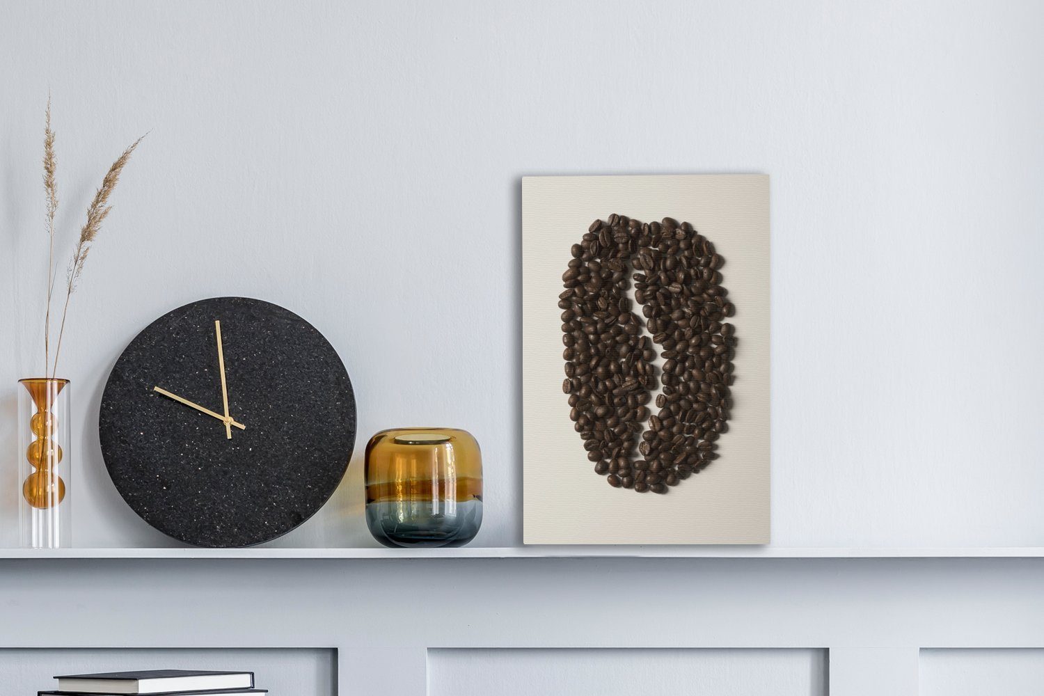 20x30 (1 St), Gemälde, Leinwandbild Zackenaufhänger, cm Kaffeebohnen Form bespannt inkl. Kaffeebohne, fertig einer OneMillionCanvasses® in Leinwandbild