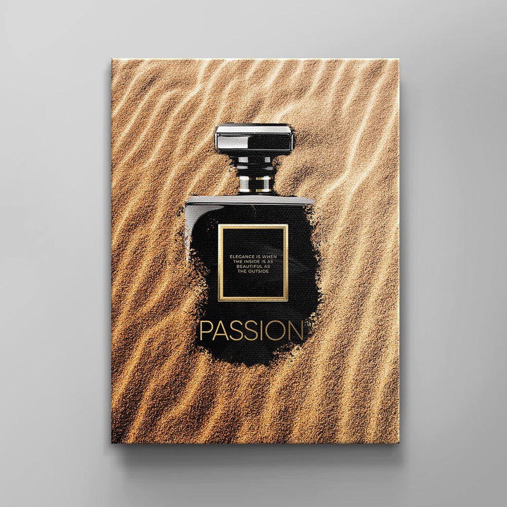 DOTCOMCANVAS® Leinwandbild, SAND, Premium Leinwandbild Pure Motiv Passion Parfum schwarzer Rahmen 