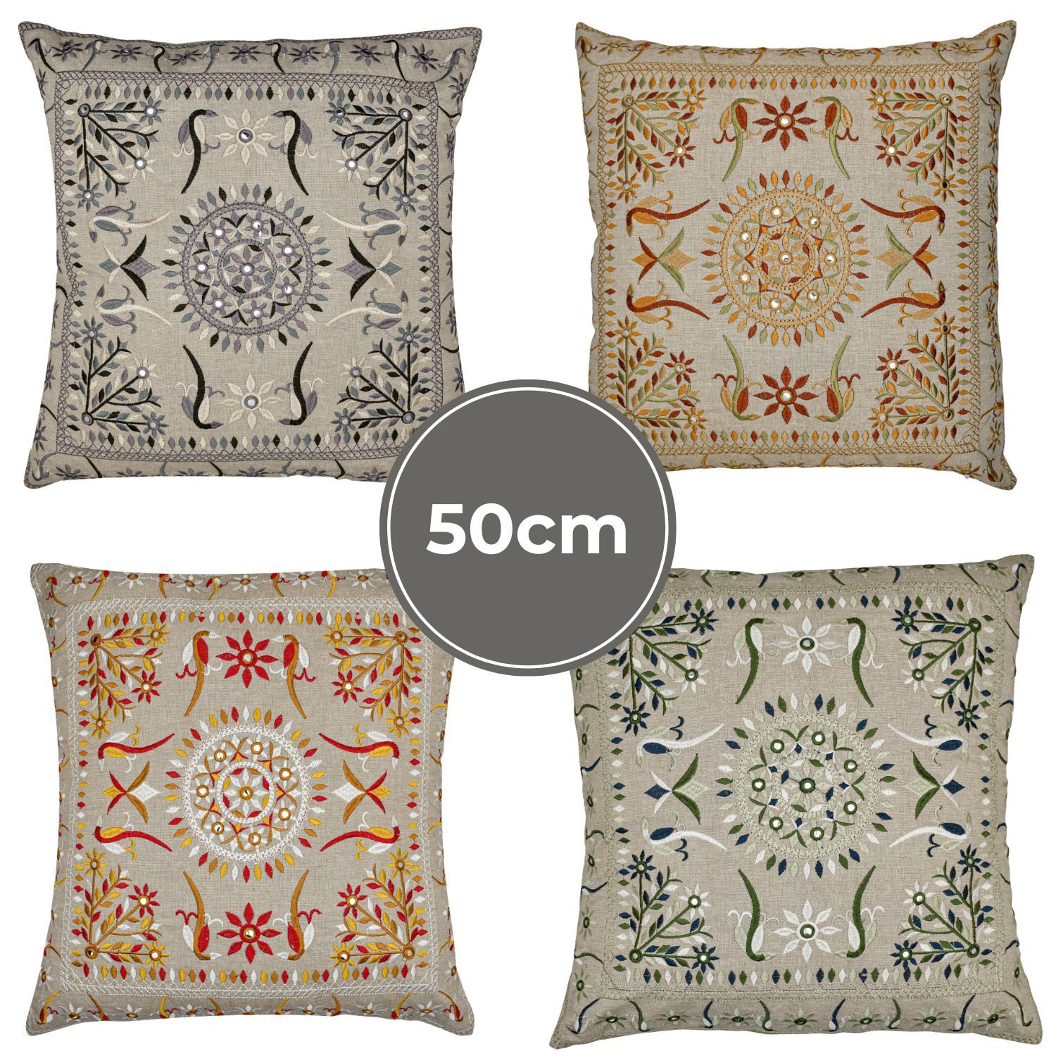 Marrakesch Orient & Mediterran Interior Zierkissen 4er Set Подушкиbezug Handgefertigt Lodge Bunt 50x50cm, Boho Deko