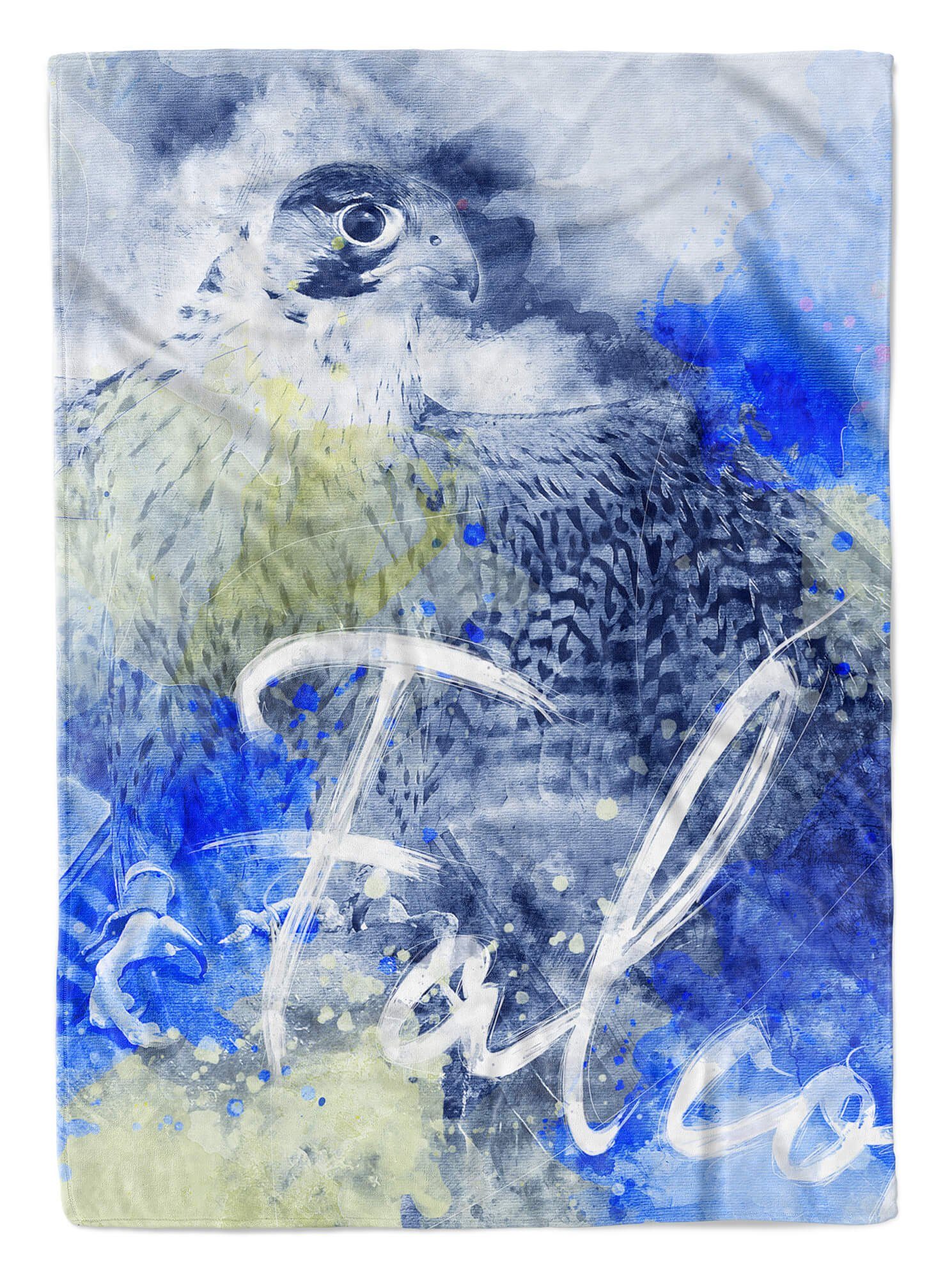 Sinus Art Handtücher Handtuch Strandhandtuch II M, Saunatuch Falcon Baumwolle-Polyester-Mix Kunstvoll Tier Kuscheldecke Serie Handtuch SplashArt (1-St)