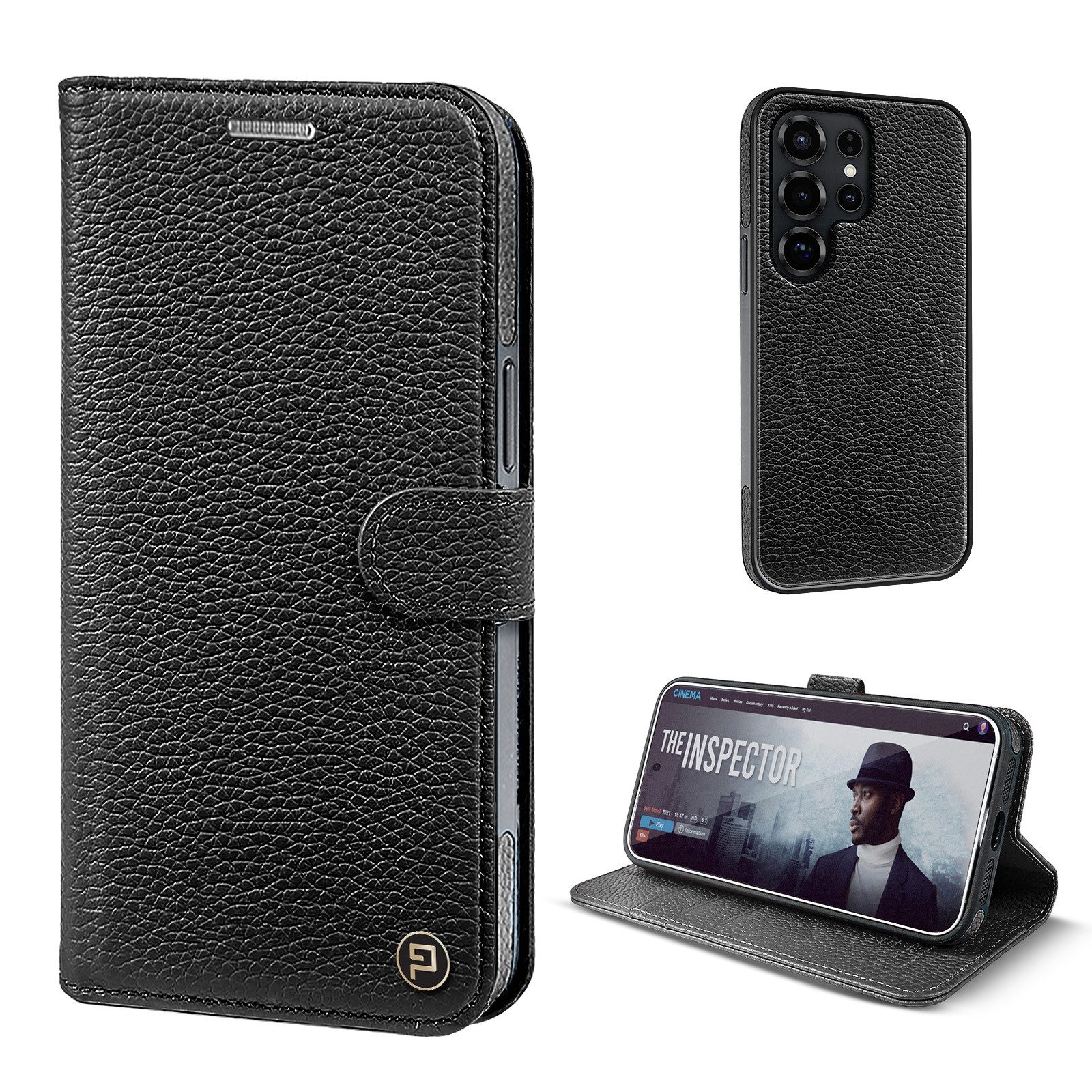 Tec-Expert Handyhülle Echtleder Hülle kompatibel mit MagSafe für Samsung Galaxy S25 Ultra 6.8 Zoll, 6.8", Cover Klapphülle Case mit Kartenfach RFID Schutz abnehmbarer Bumper