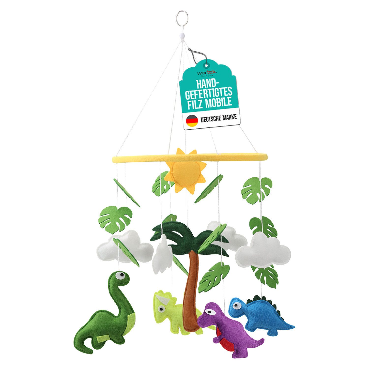 wortek Babymöbel-Set Baby Mobile Windspiel zum Aufhängen Dinos, (Set, 1-tlg., Kinderbett, Wickelkommode, Decke Kinderzimmer), Babymobile Bettglocke Babyzimmer Bett Baby Windspiel
